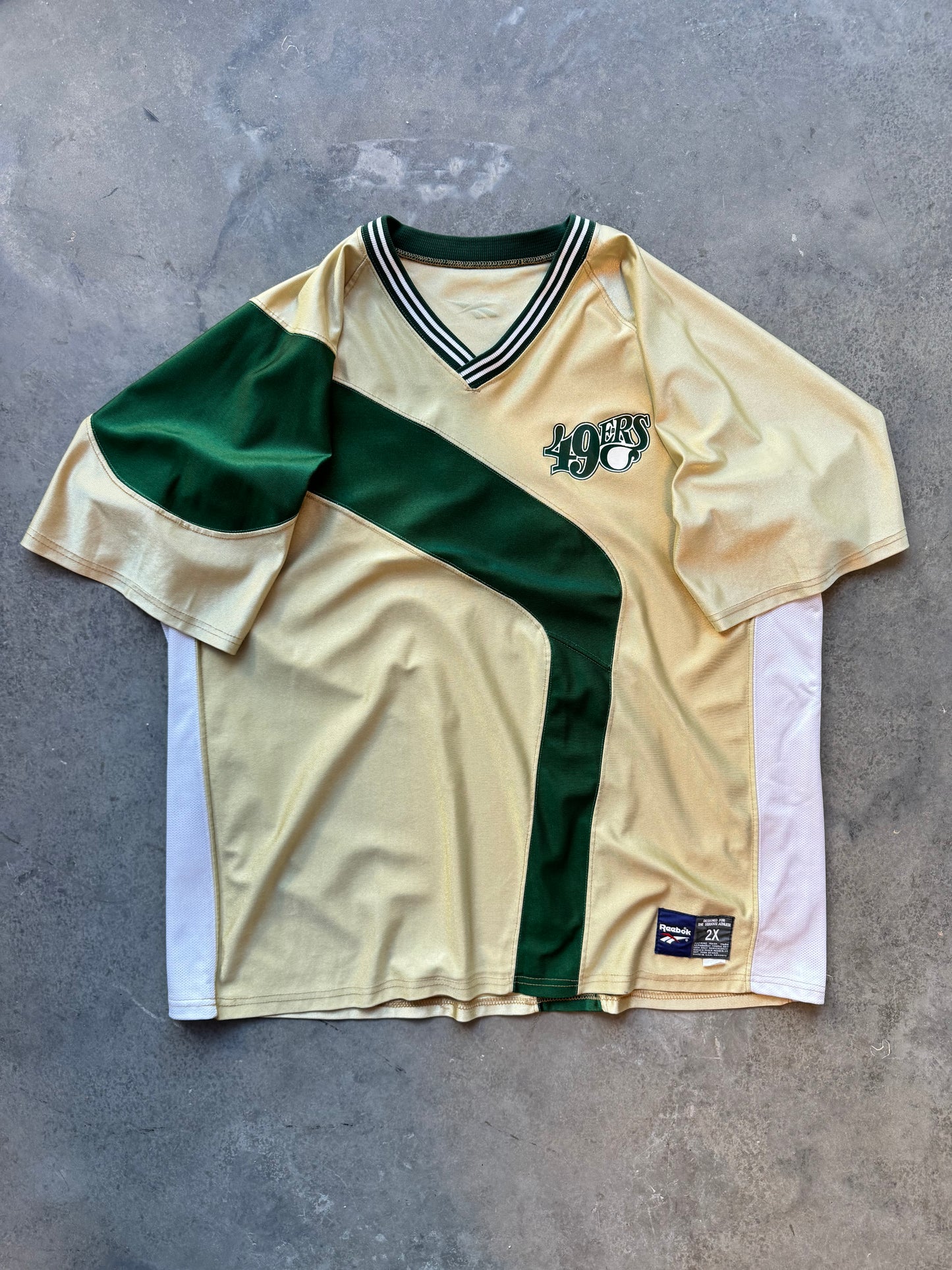 90’s UNC Charlotte 49ers Vintage Gold/Green Reebok Game Team Issued Shooting Shirt Warm Up (XXL)