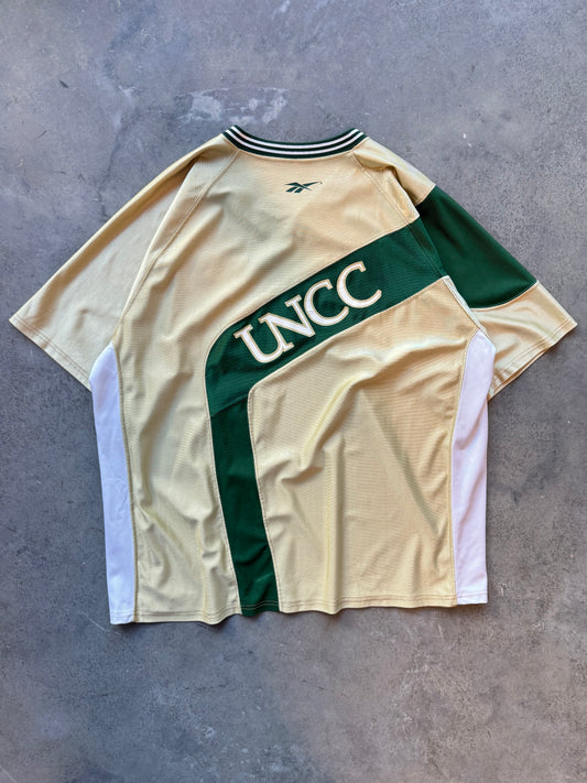 90’s UNC Charlotte 49ers Vintage Gold/Green Reebok Game Team Issued Shooting Shirt Warm Up (XXL)