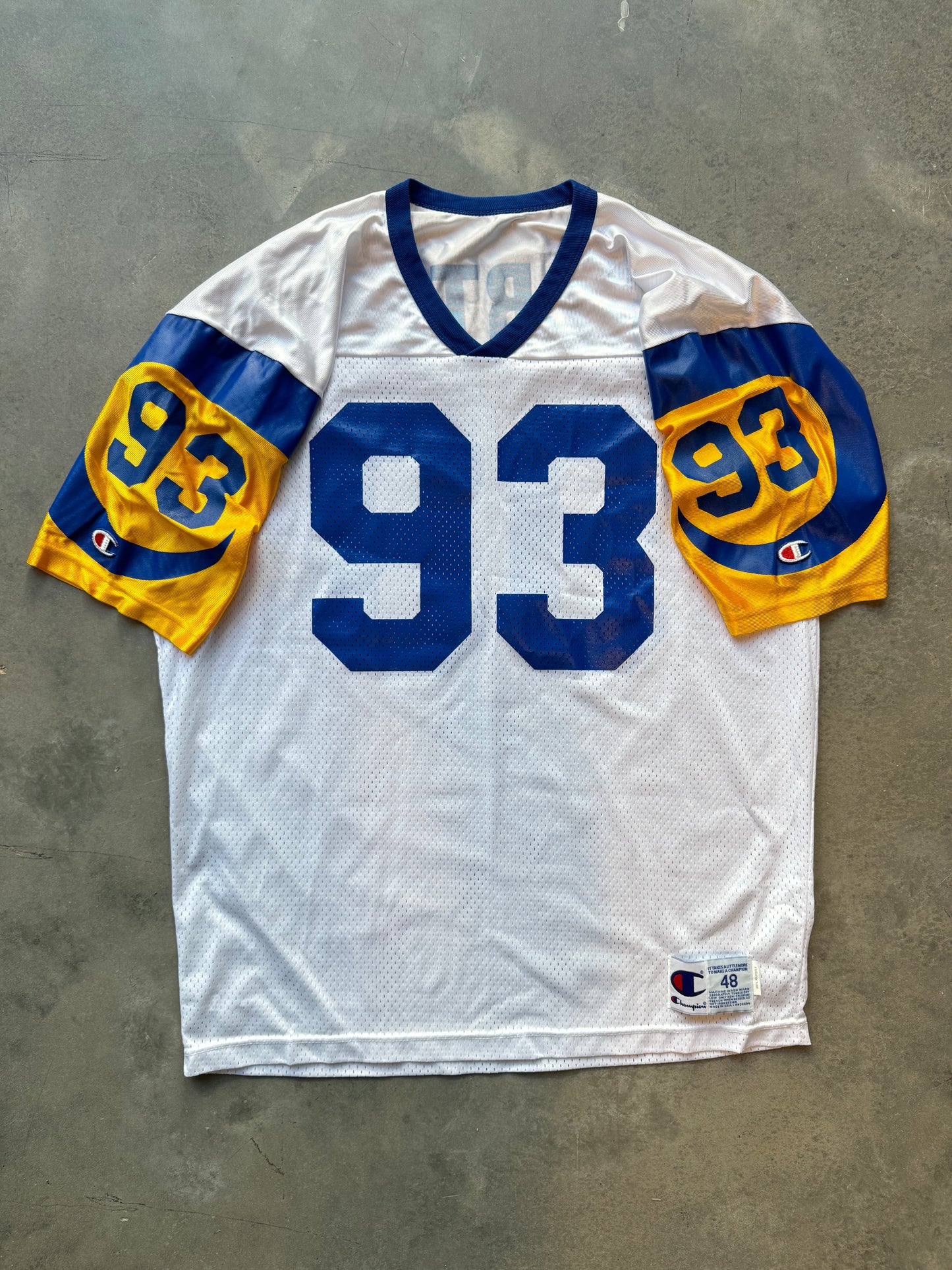 90’s St. Louis Rams Kevin Carter Vintage White Champion NFL Jersey (48/XL)