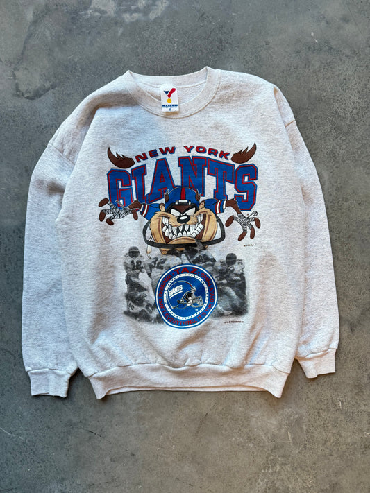 1994 New York Giants x Taz Looney Tunes Vintage Heather Grey NFL Crewneck (XL)