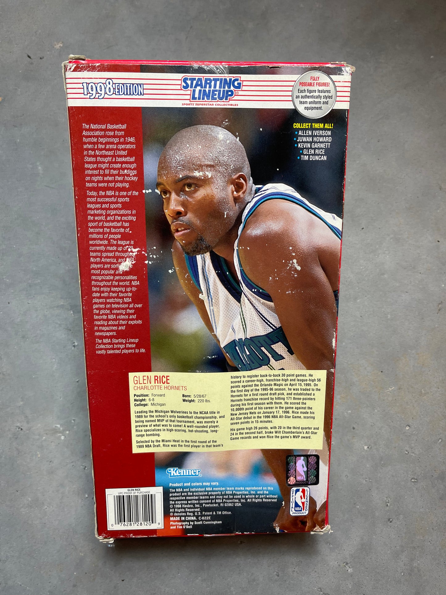 1998 Charlotte Hornets Glen Rice Starting Lineup Fully Poseable Action Figure