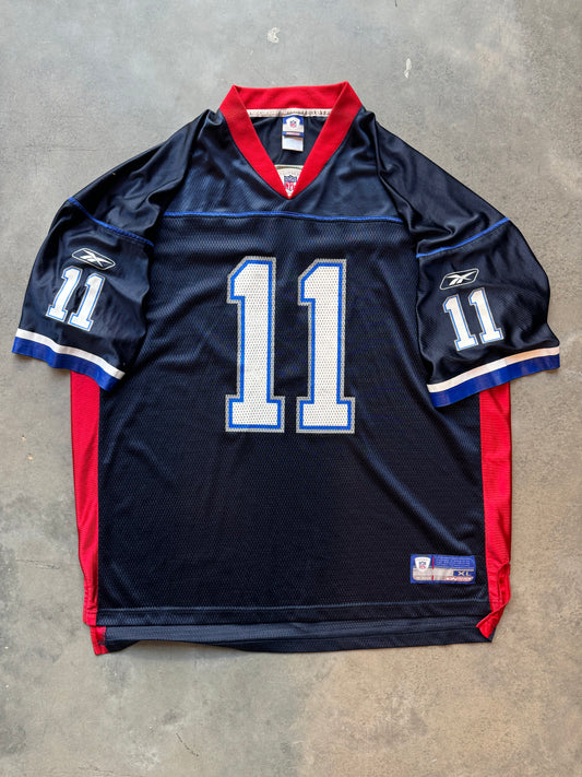 00’s Buffalo Bills Drew Bledsoe Vintage Navy Blue Reebok NFL Jersey (XL)