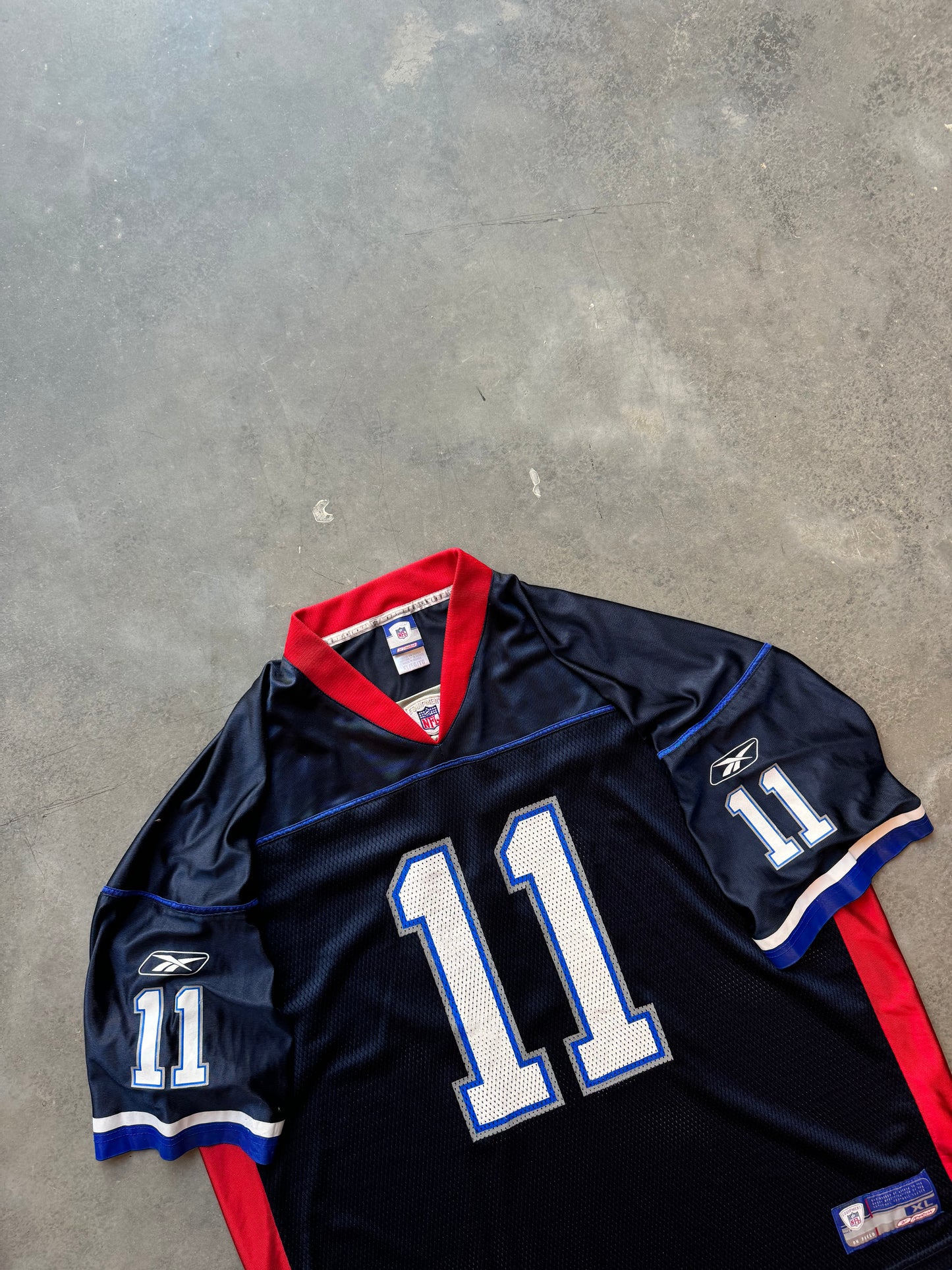 00’s Buffalo Bills Drew Bledsoe Vintage Navy Blue Reebok NFL Jersey (XL)