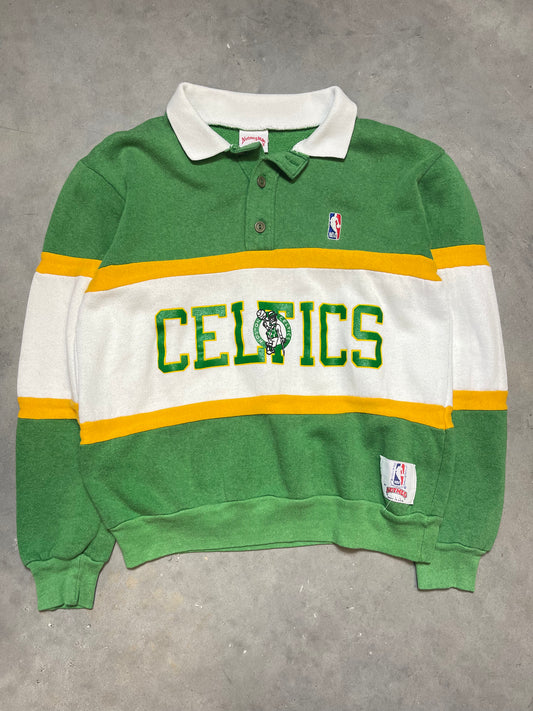 80’s Boston Celtics Vintage NBA Nutmeg Mills Rugby Style Crewneck (Small)
