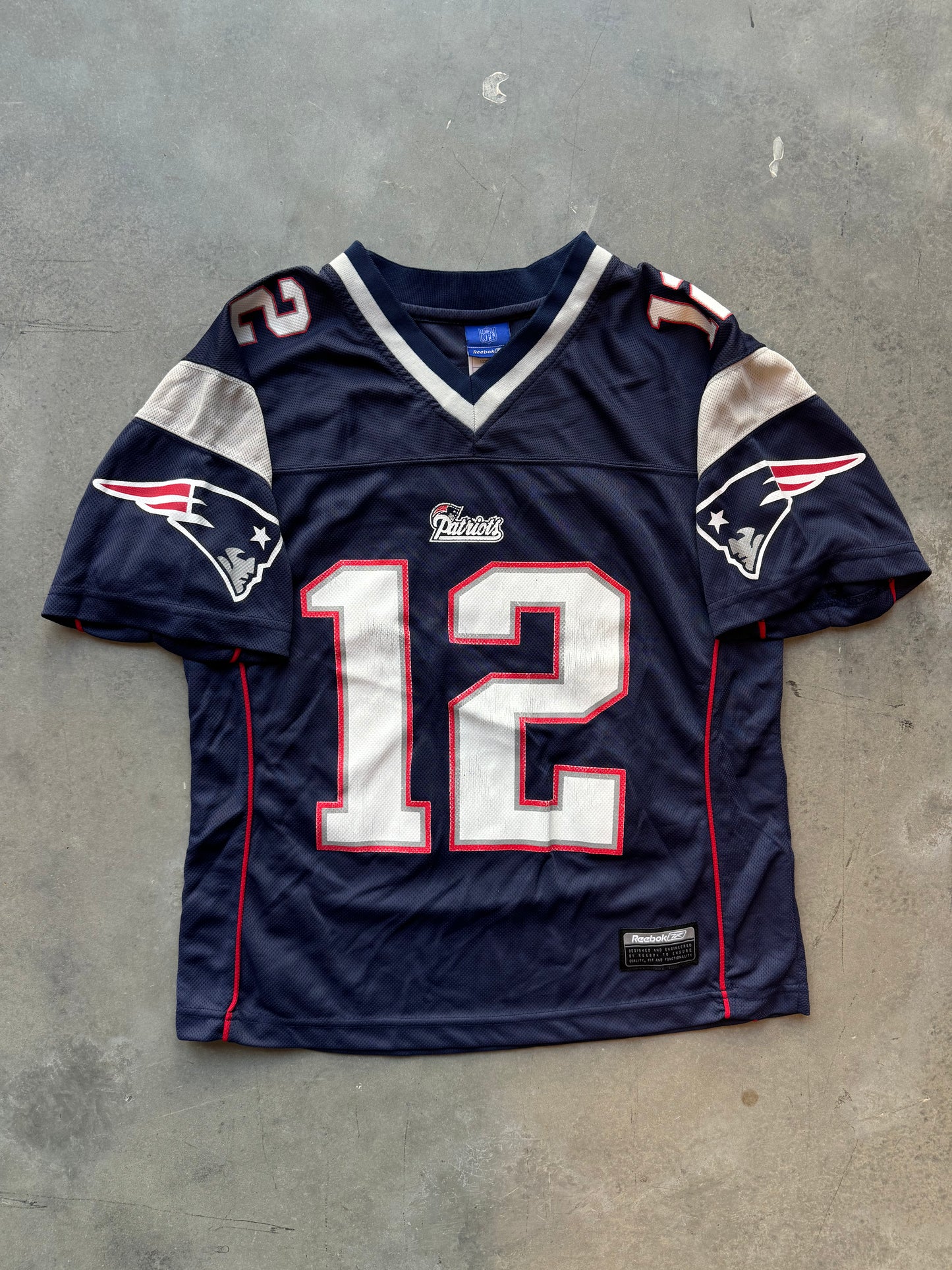 00’s New England Patriots Tom Brady Vintage Navy Blue Reebok NFL Jersey (Women’s Small)