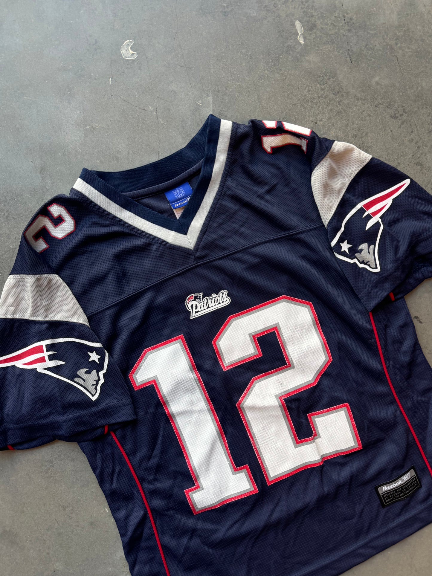00’s New England Patriots Tom Brady Vintage Navy Blue Reebok NFL Jersey (Women’s Small)