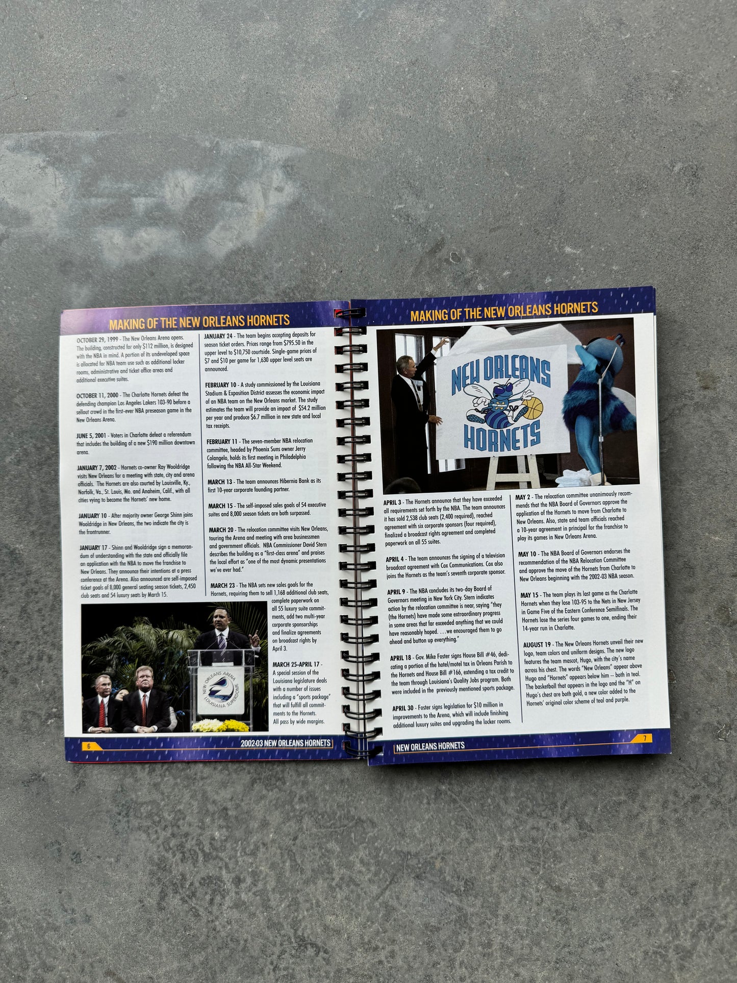 2002/2003 New Orleans Hornets Inaugural Season Vintage Media Guide Coffee Table Book