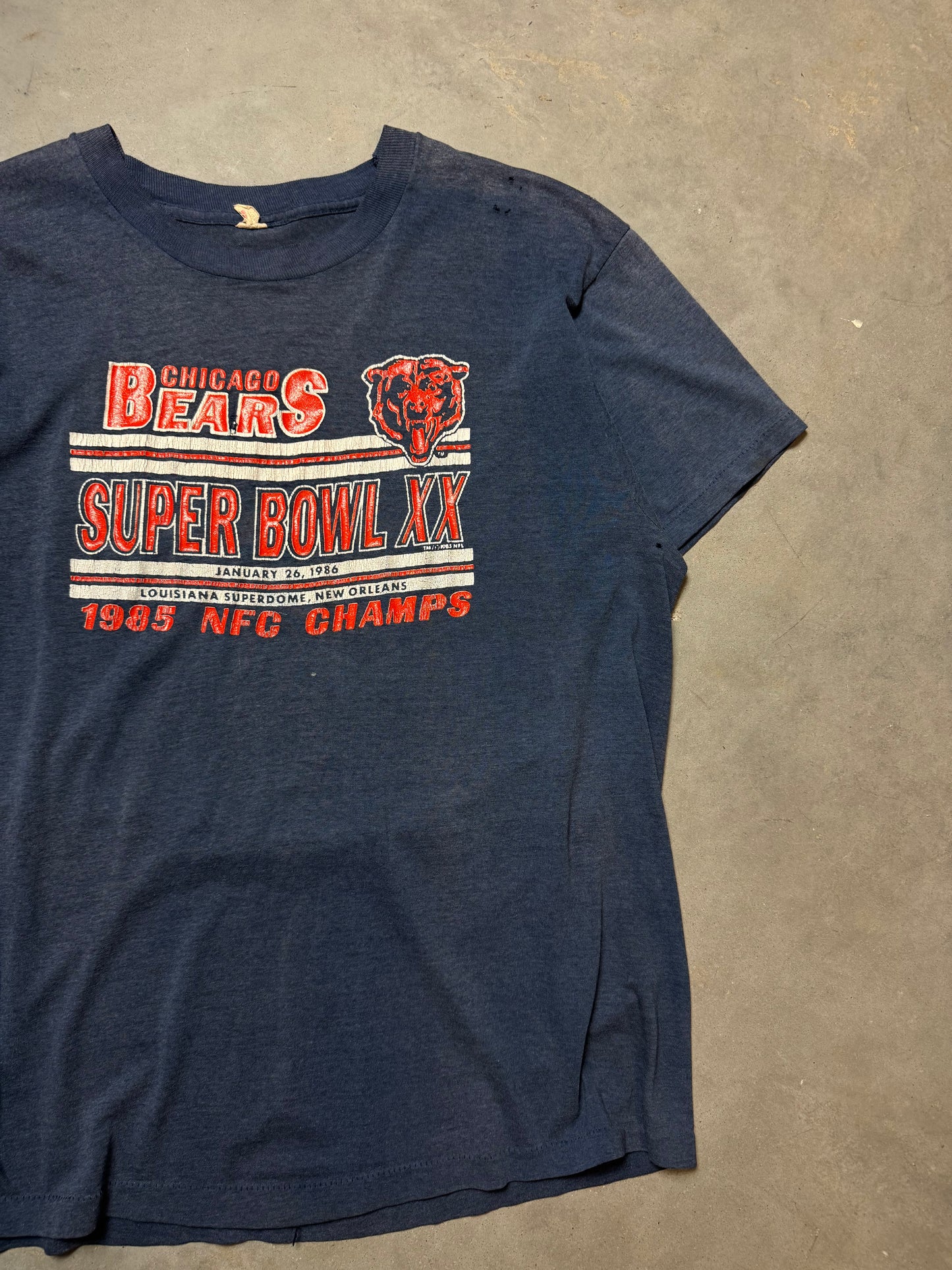 1985 Chicago Bears Vintage NFC Champions Super Bowl XX NFL Tee (Medium)