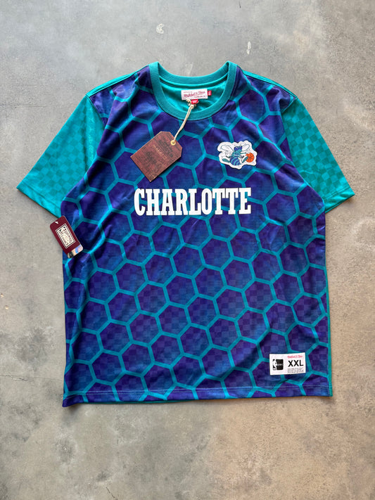 Charlotte Hornets Mitchell & Ness Honey Comb Print Sublimated Soccer Style NBA Jersey - Deadstock (XXL)