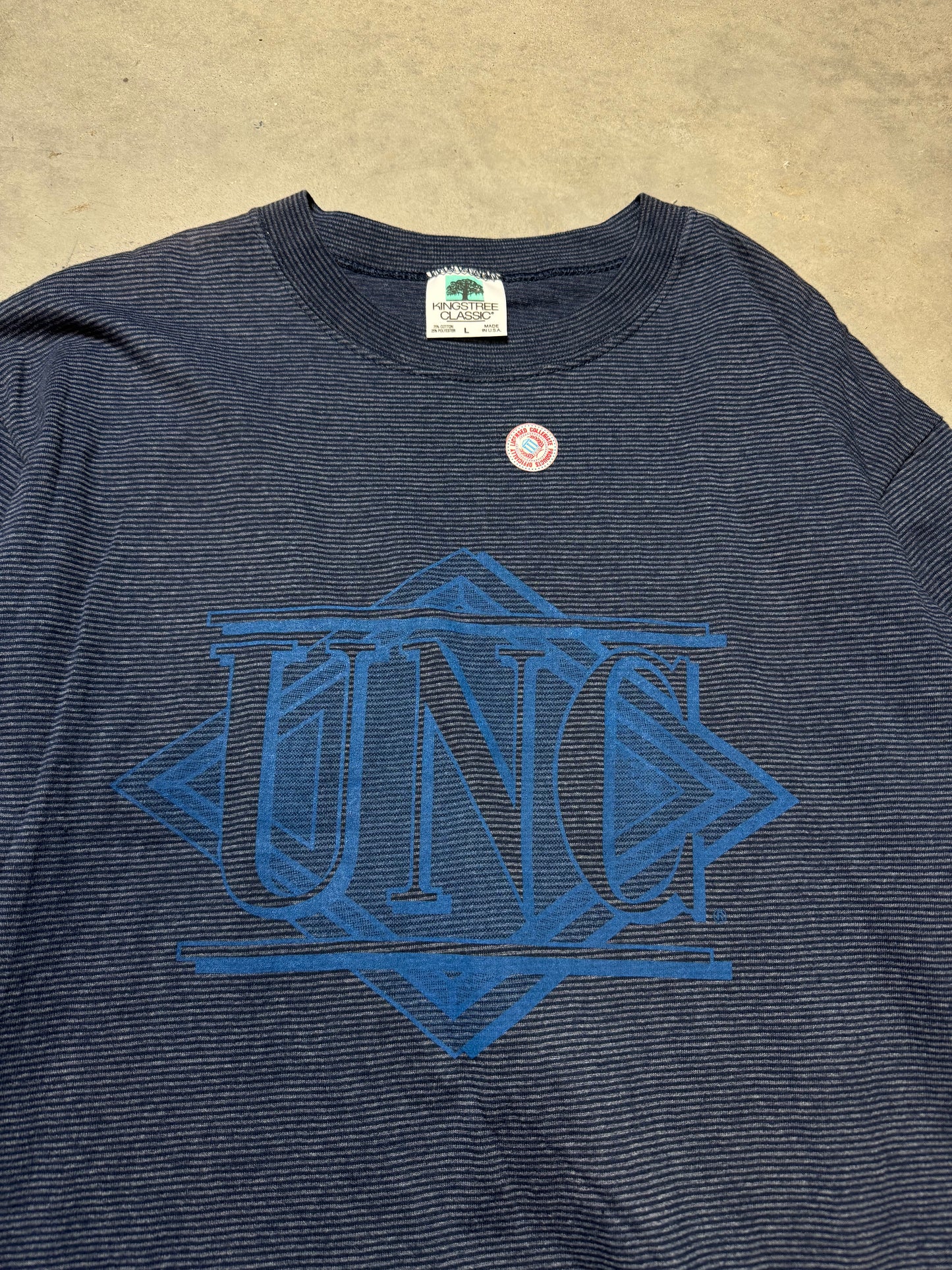 90’s UNC Tarheels Vintage Striped College Tee - Deadstock (Large)