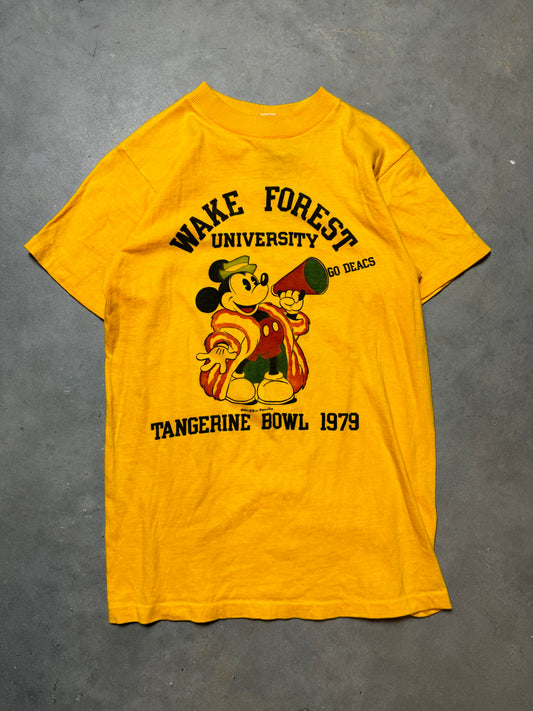 1979 Wake Forest Demon Deacons x Mickey Mouse Tangerine Bowl Vintage College Football Tee (Small)