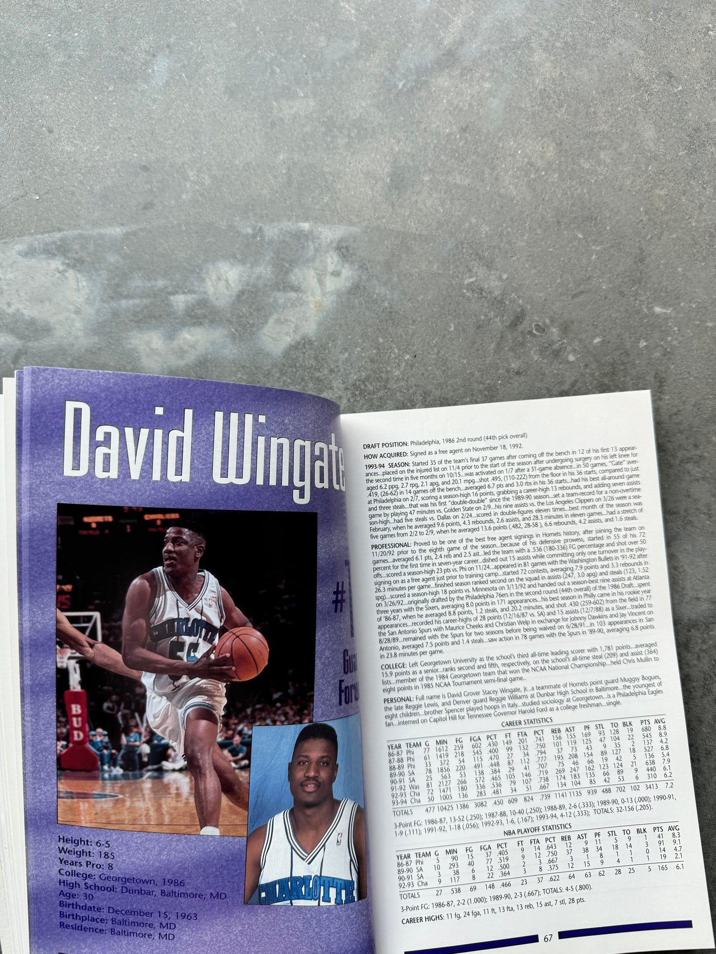 1993/1994 Charlotte Hornets Vintage NBA Media Guide Coffee Table Book