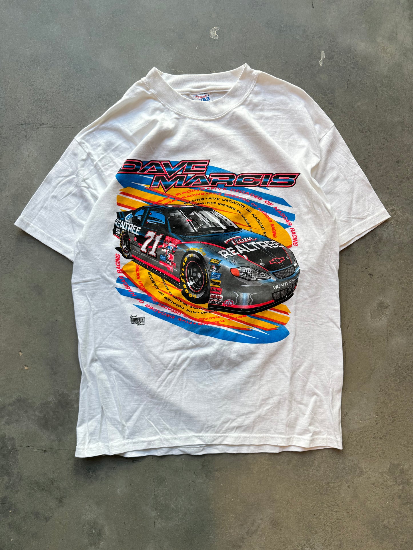 2000 Dave Marcis Team Realtree Vintage White NASCAR Racing Schedule Te ...