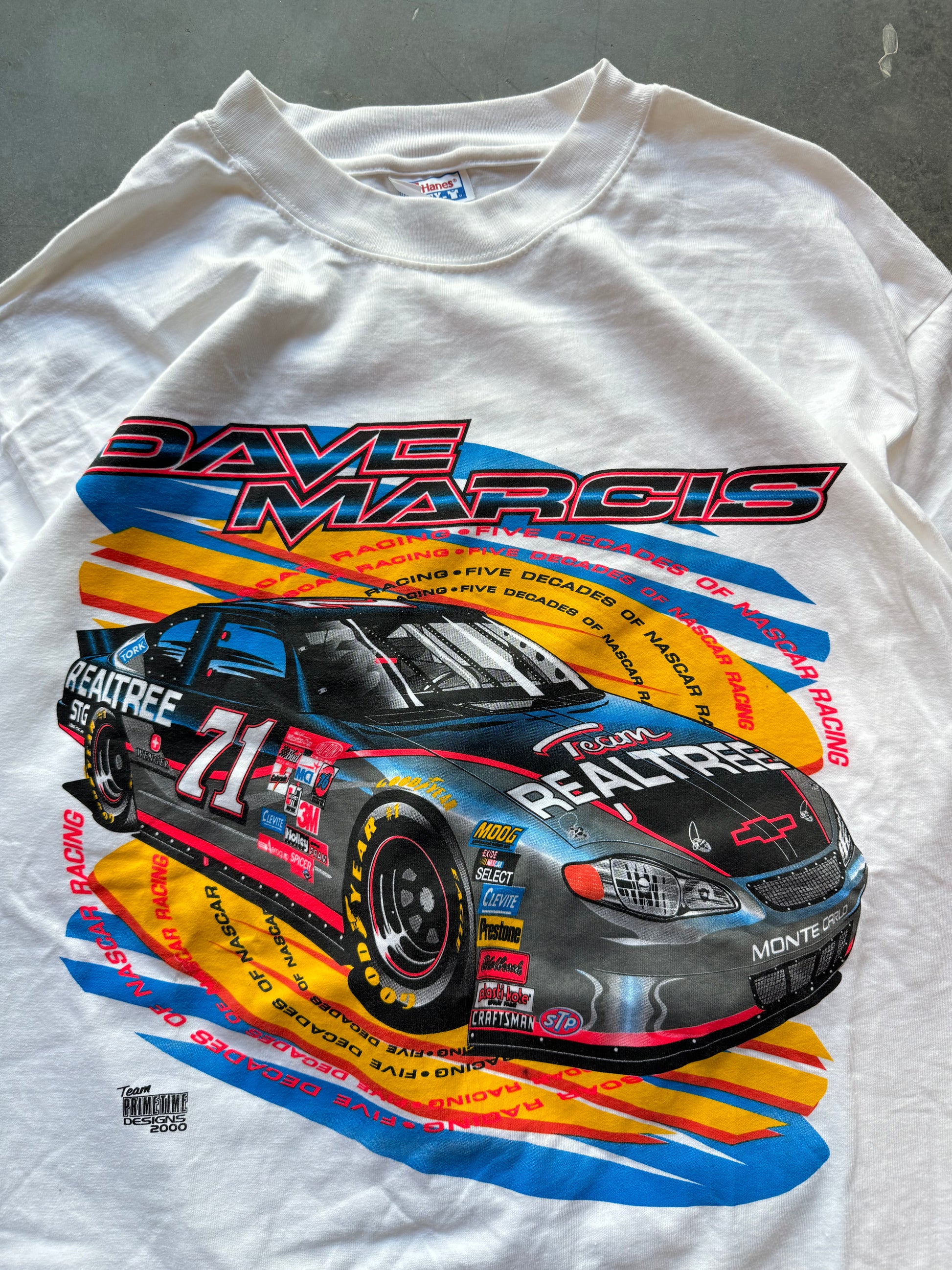 2000 Dave Marcis Team Realtree Vintage White NASCAR Racing Schedule Te ...