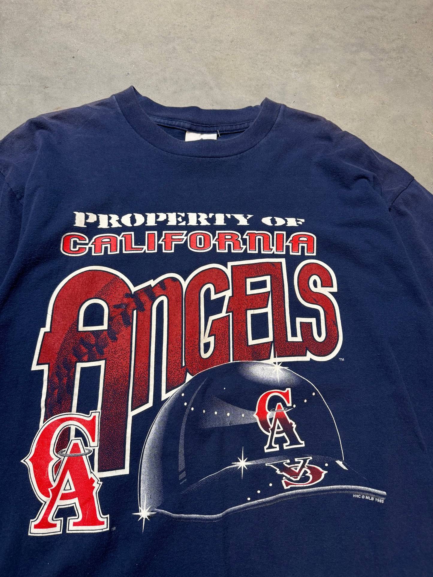 1995 California Angels Vintage MLB Helmet Tee (Large)