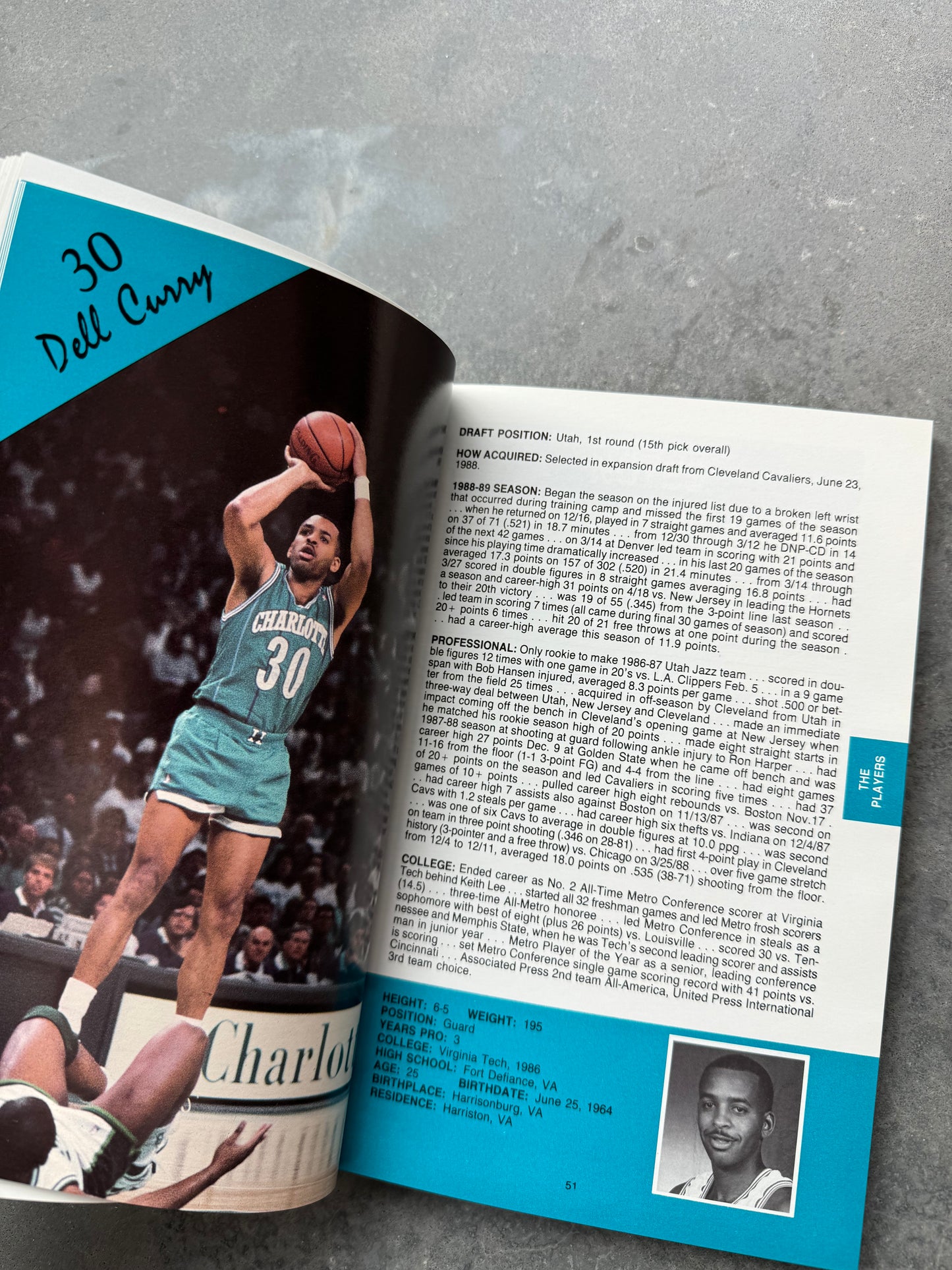 1989/1990 Charlotte Hornets Vintage NBA Media Guide Coffee Table Book