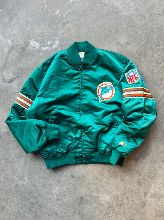 90’s Miami Dolphins Vintage Teal Starter NFL Satin Jacket (Large)