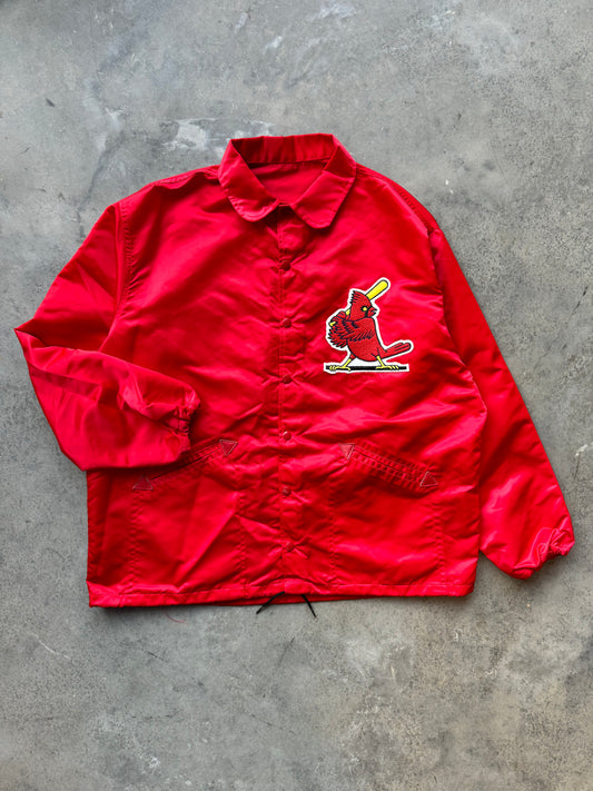 80’s St. Louis Cardinals Vintage Red Satin Rawlings Team Issued MLB Bench Jacket (XL)