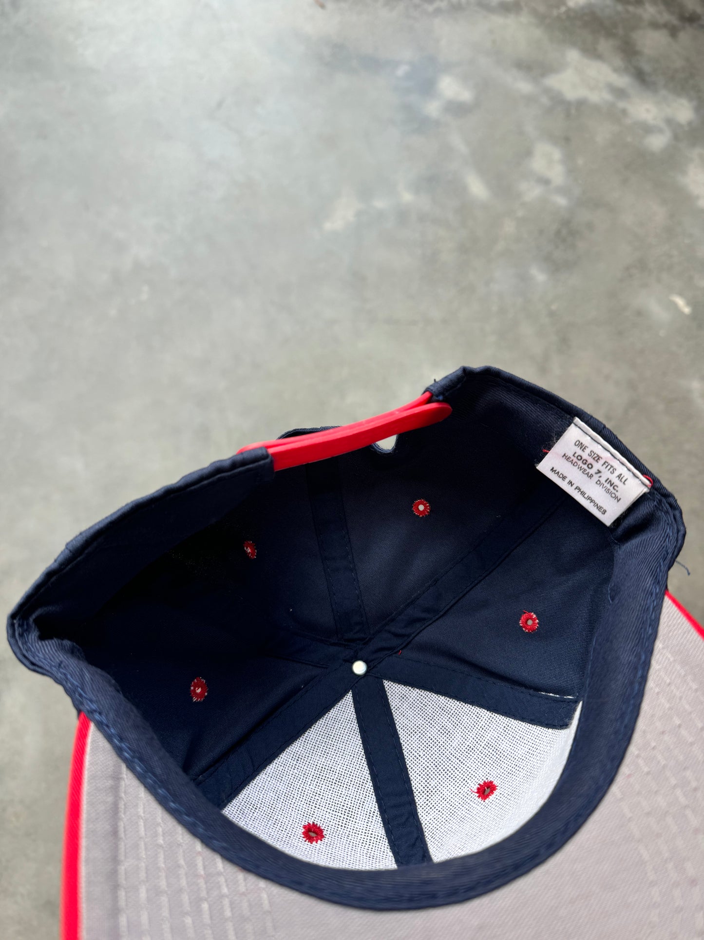 90’s Atlanta Braves Vintage Navy Blue Logo 7 MLB Snapback Hat (OSFA)