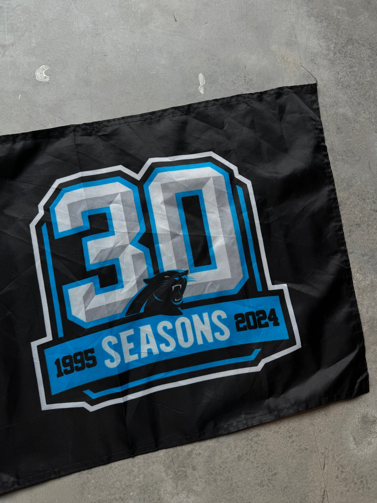 2024 Carolina Panthers 30th Season Franchise Anniversary Home Opener Display Fan Flag