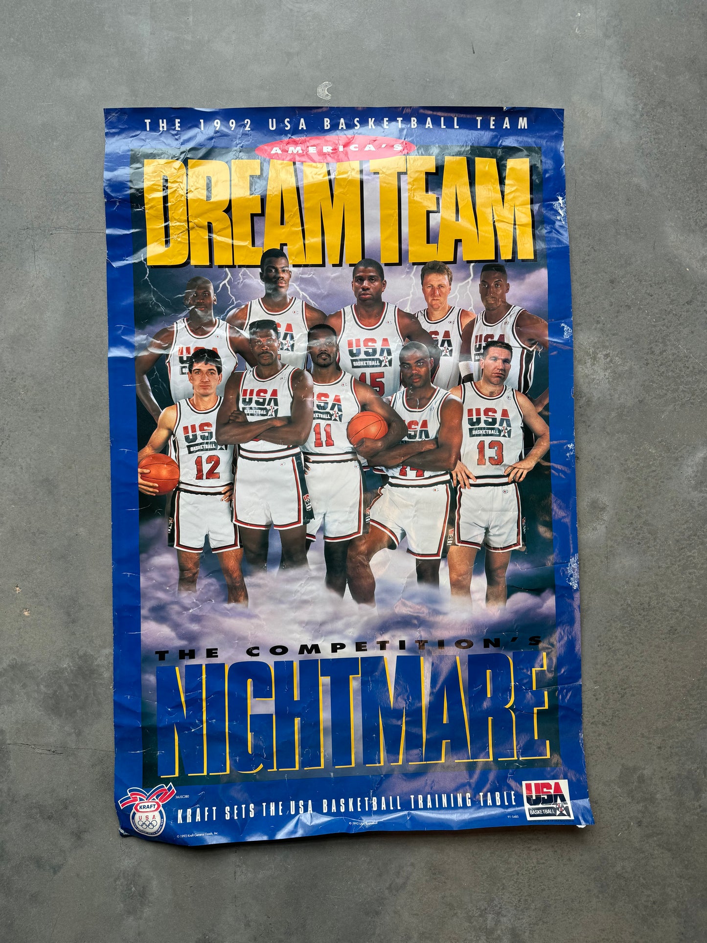 1992 USA Basketball Dream Team x Kraft “The Competition’s Nightmare” Vintage NBA Poster (23”x35”)