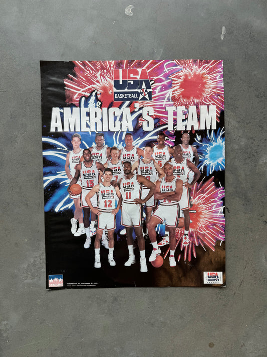 1992 USA Basketball Dream Team Vintage Fireworks Starline NBA Poster (16”x20”)
