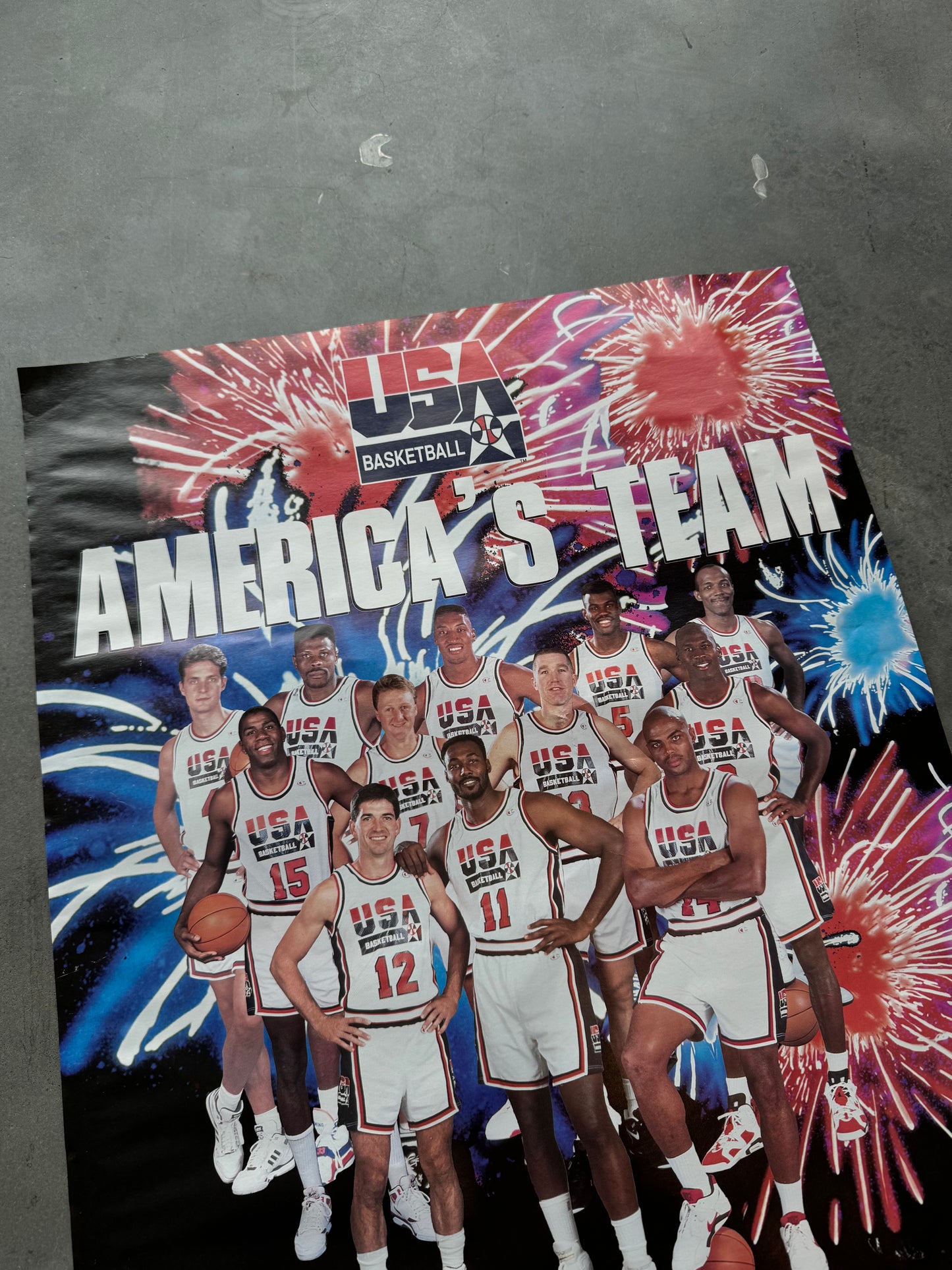 1992 USA Basketball Dream Team Vintage Fireworks Starline NBA Poster (16”x20”)