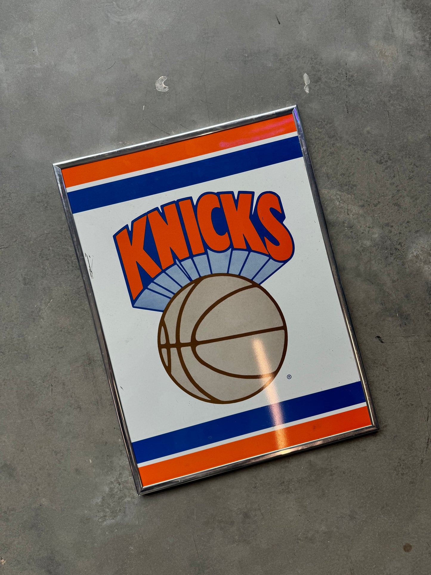 90’s New York Knicks NBA Big Logo Framed Display Sign (14”x19”)