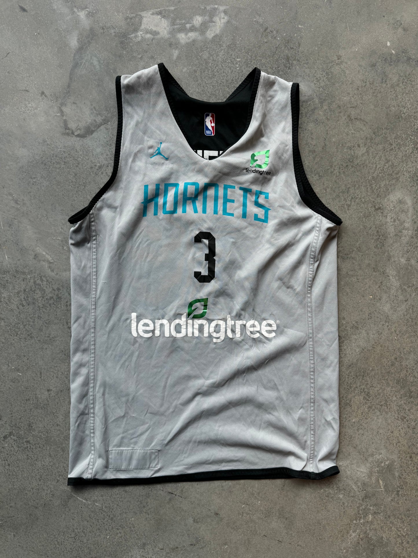 2020/2021 Charlotte Hornets Terry Rozier Lendingtree Worn Jordan Reversible Practice Jersey (Medium Tall)