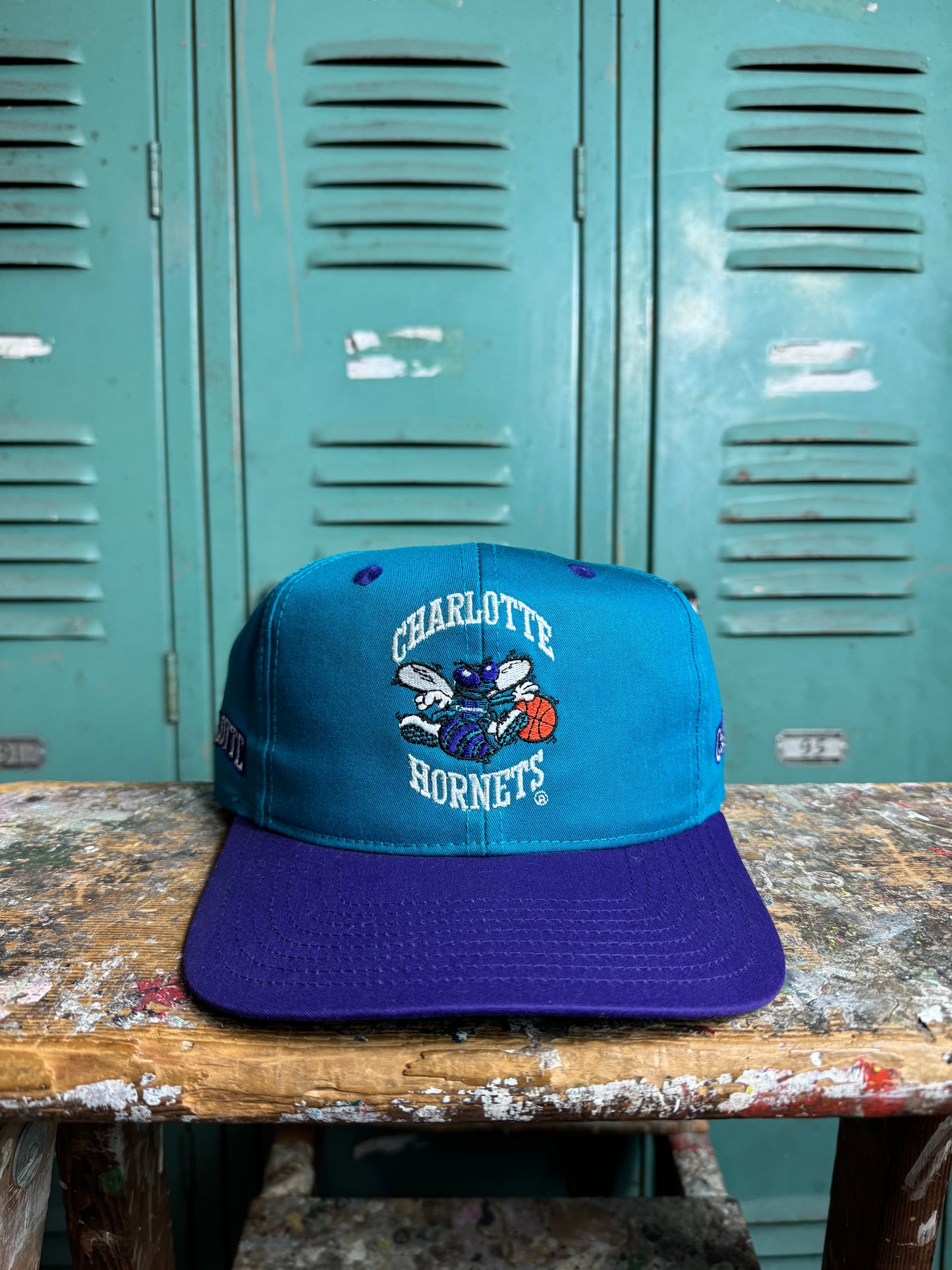 90’s Charlotte Hornets Vintage Multi Logo NBA Snapback Hat (OSFA)