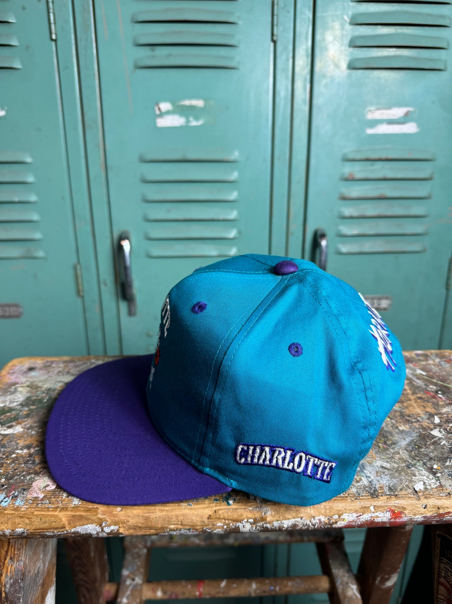 90’s Charlotte Hornets Vintage Multi Logo NBA Snapback Hat (OSFA)