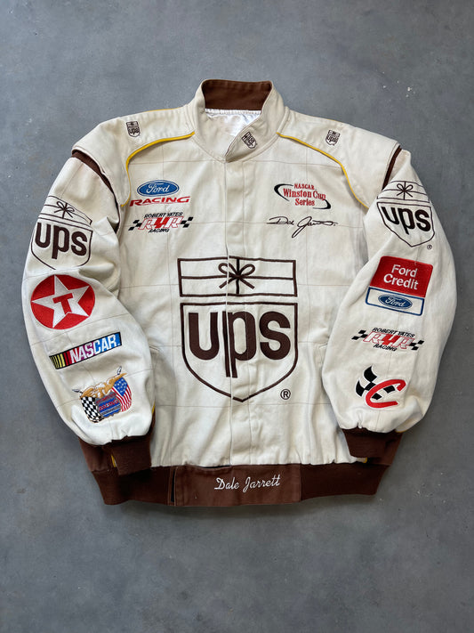 00’s Dale Jarrett UPS Vintage Jeff Hamilton NASCAR Racing Jacket (XL)