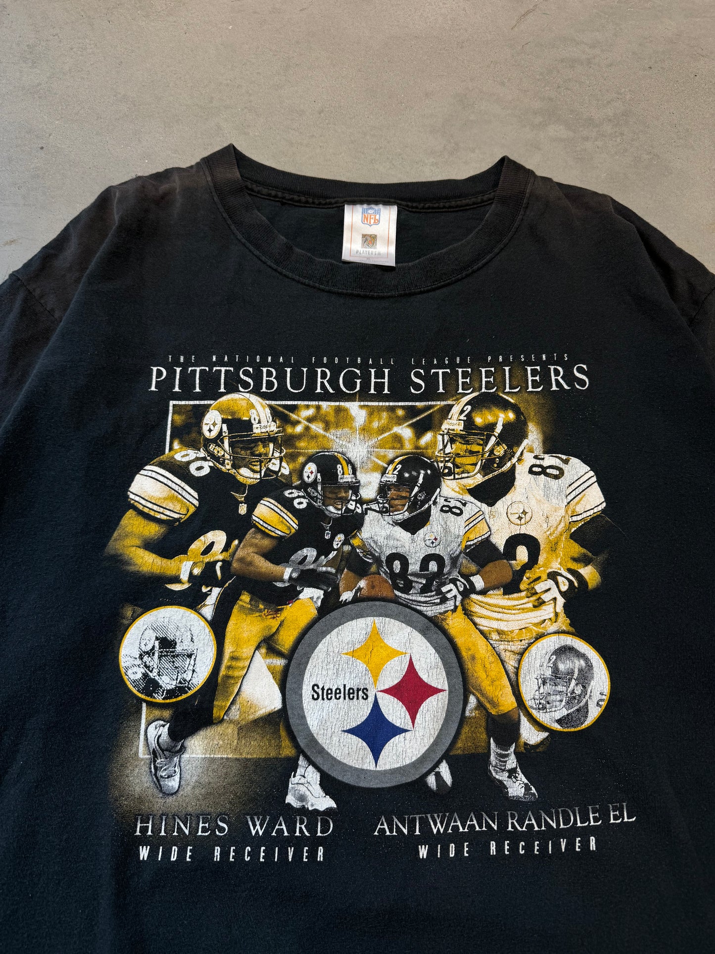 00’s Pittsburgh Steelers Hines Ward Antaawn Randle El Vintage NFL Player Tee (XL)