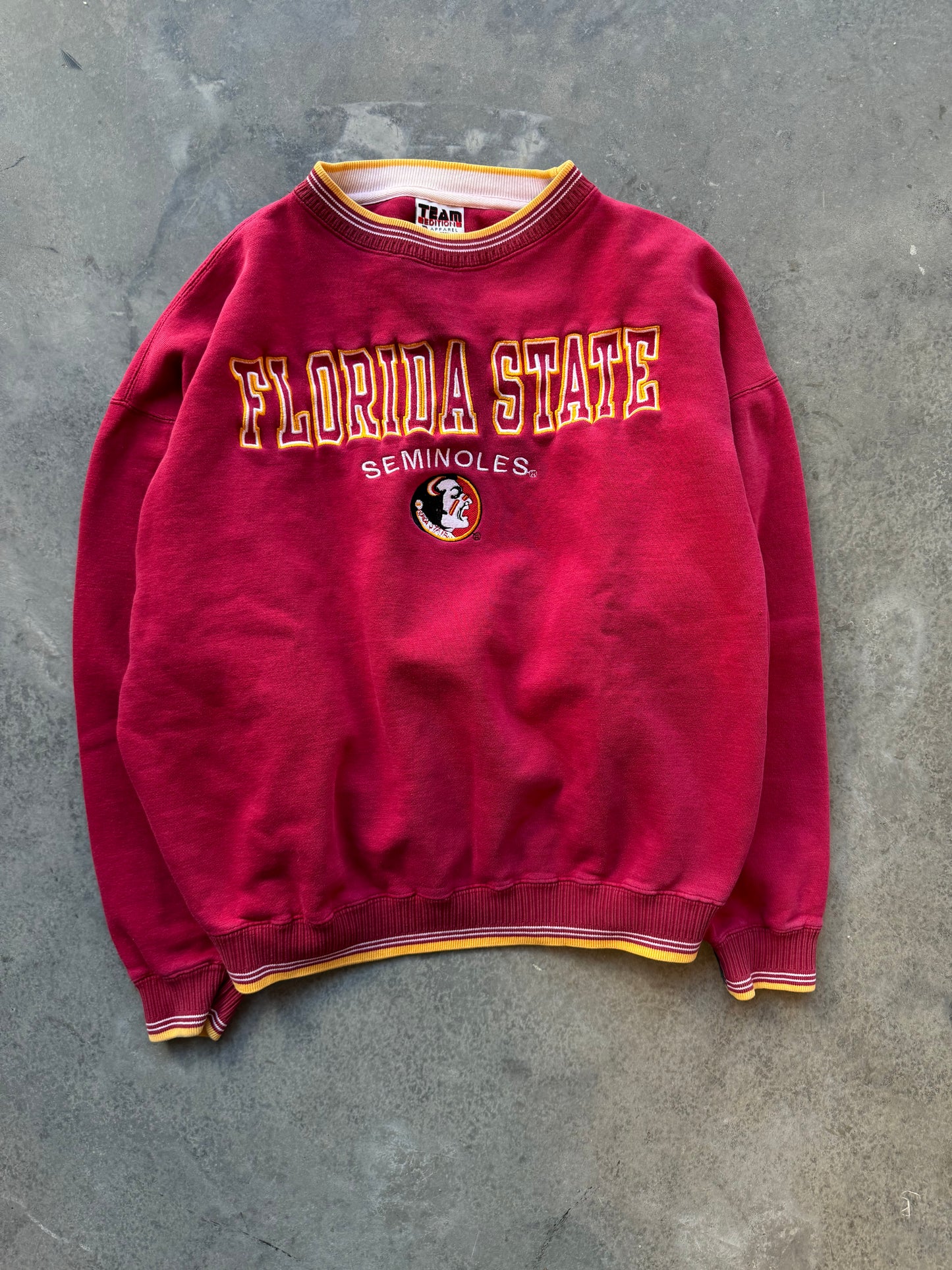 90’s FSU Florida State Seminoles Vintage Heavyweight Ribbed College Crewneck (Boxy Medium)