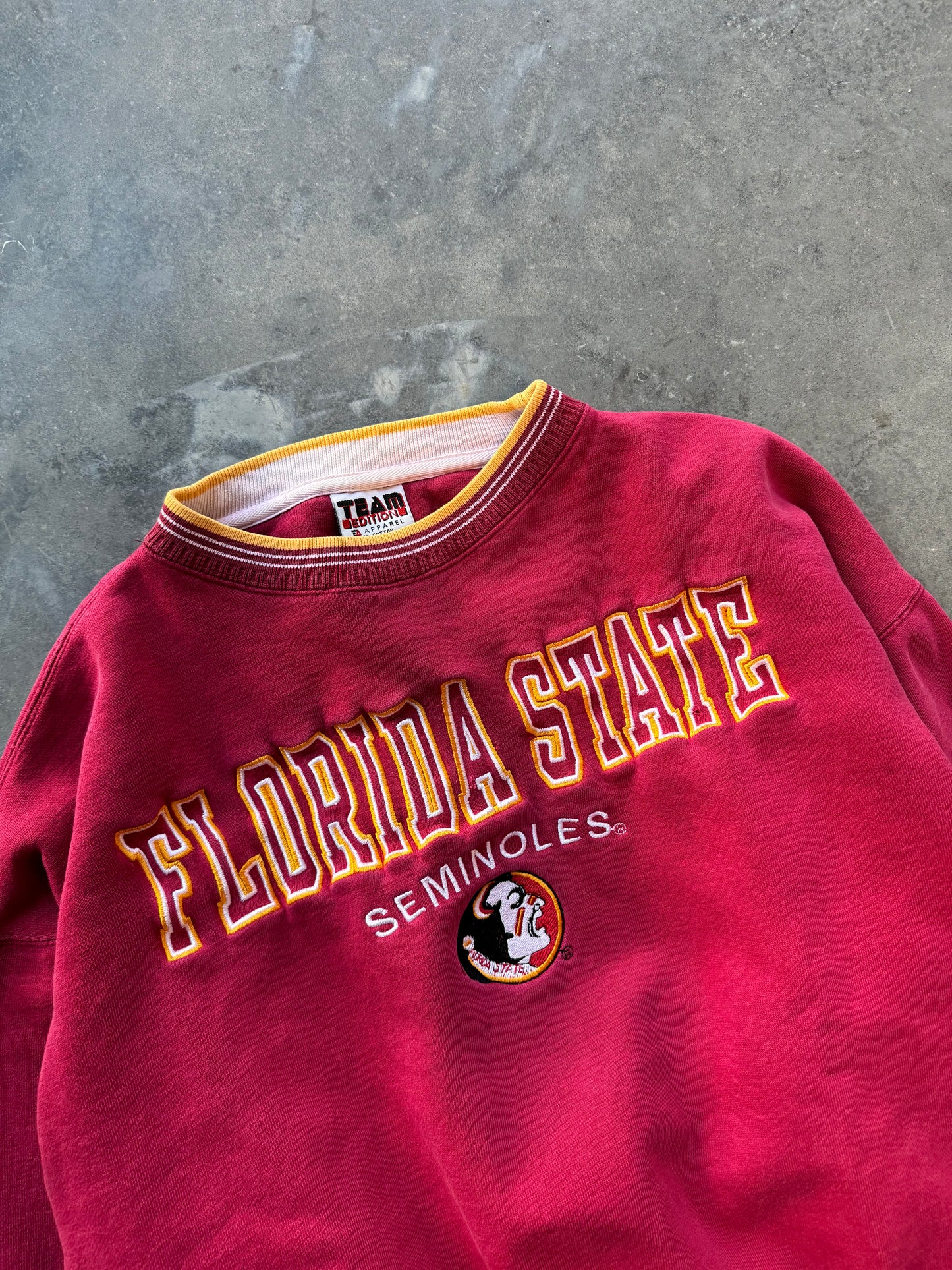 90’s FSU Florida State Seminoles Vintage Heavyweight Ribbed College Crewneck (Boxy Medium)