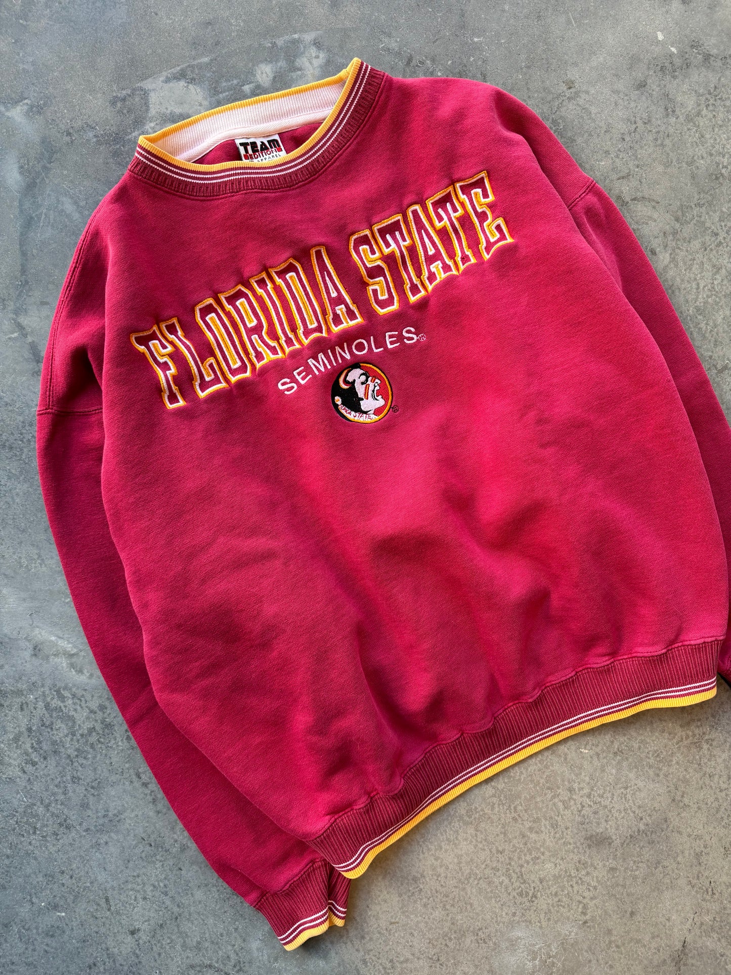 90’s FSU Florida State Seminoles Vintage Heavyweight Ribbed College Crewneck (Boxy Medium)