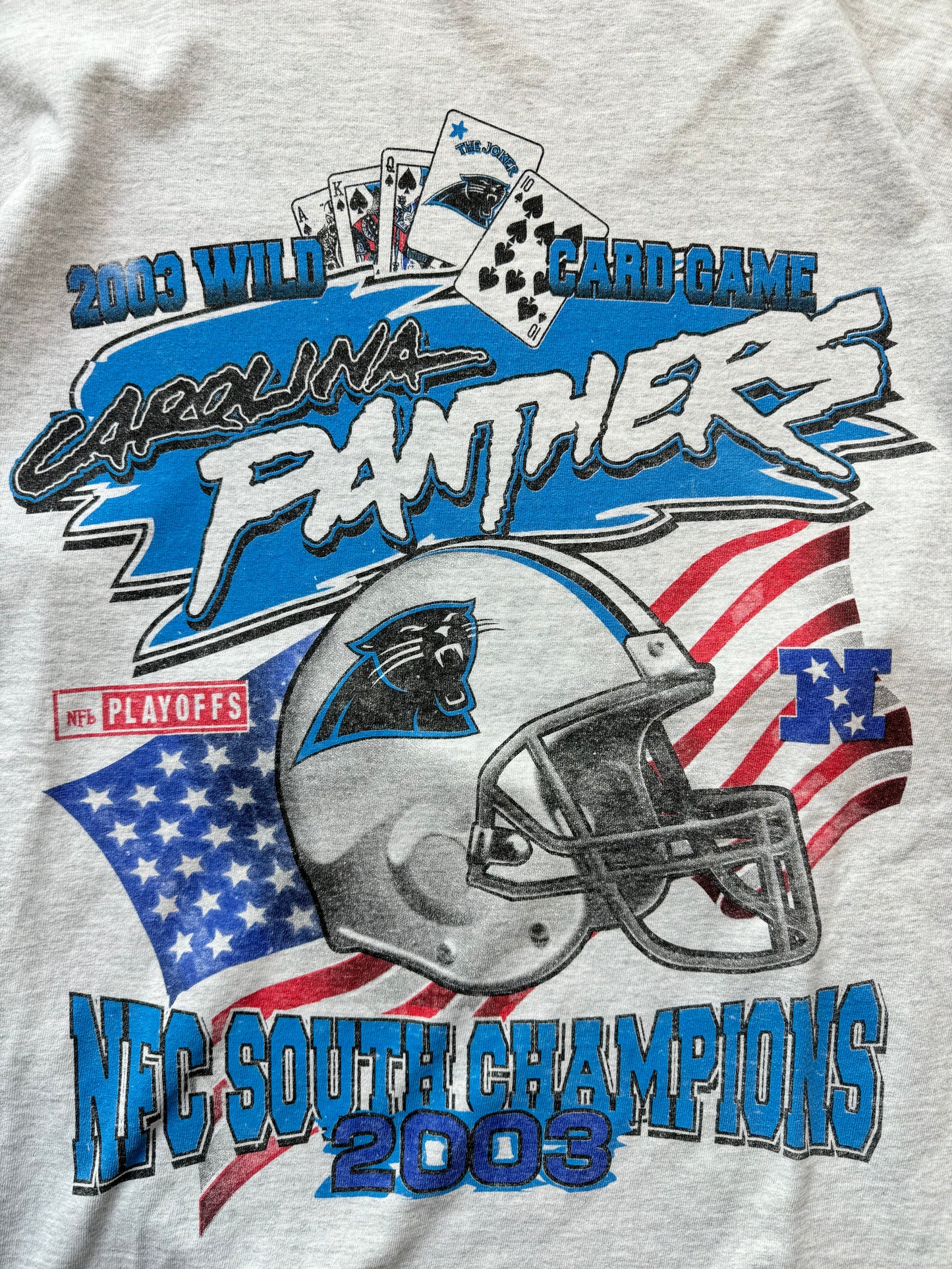 2003 Carolina Panthers Vintage Heather Grey Wild Card Playoffs Roster Mock Neck NFL Longsleeve Tee (XL)