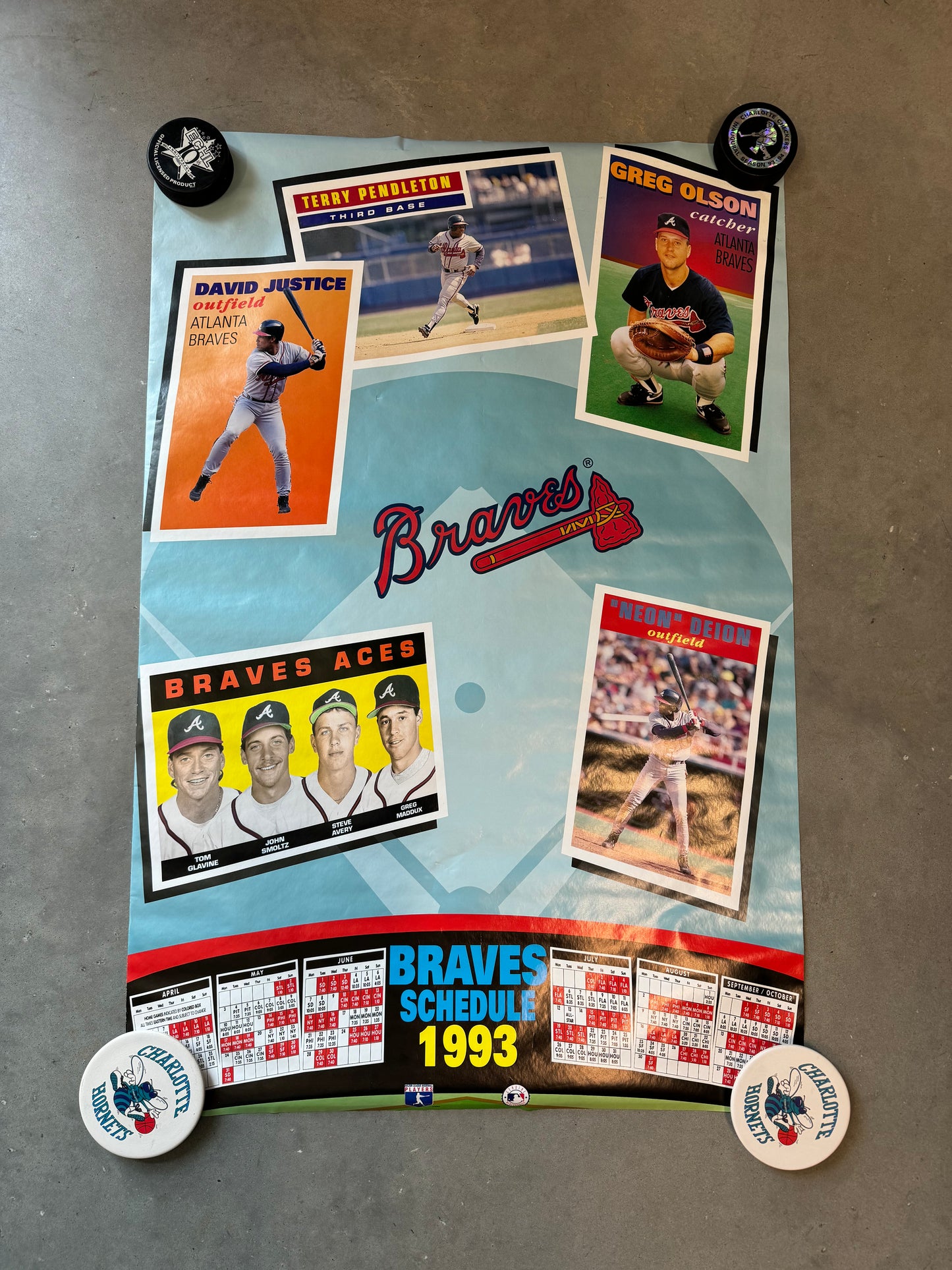 1993 Atlanta Braves Schedule Poster - Brand New (23.5” x 35”)