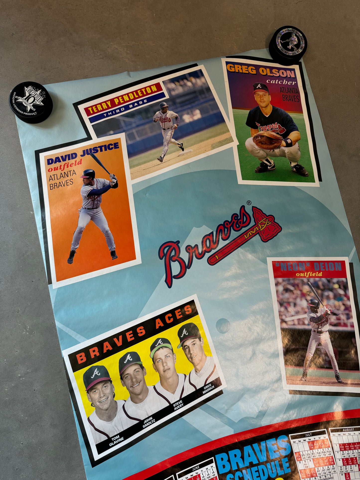 1993 Atlanta Braves Schedule Poster - Brand New (23.5” x 35”)