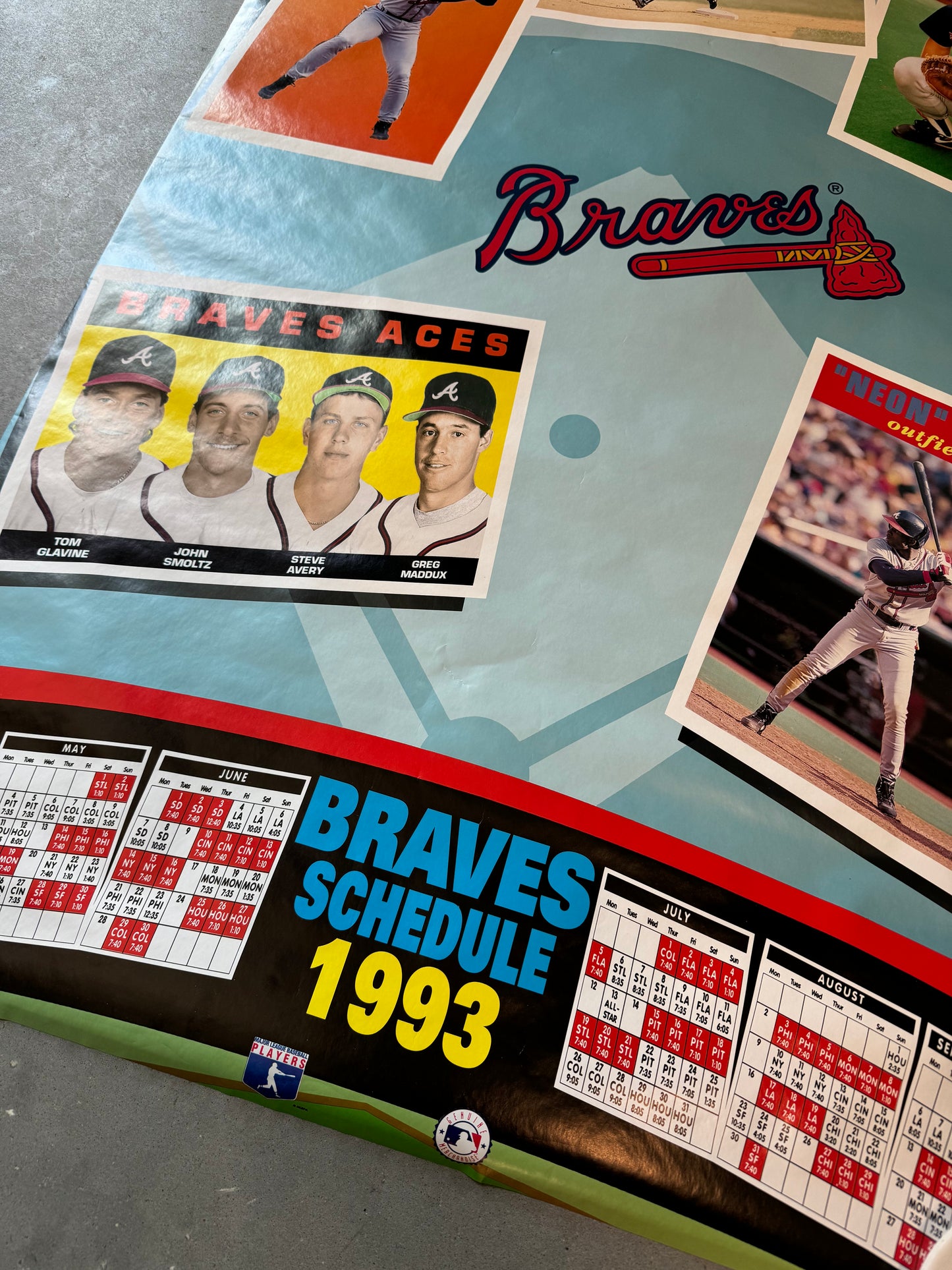 1993 Atlanta Braves Schedule Poster - Brand New (23.5” x 35”)