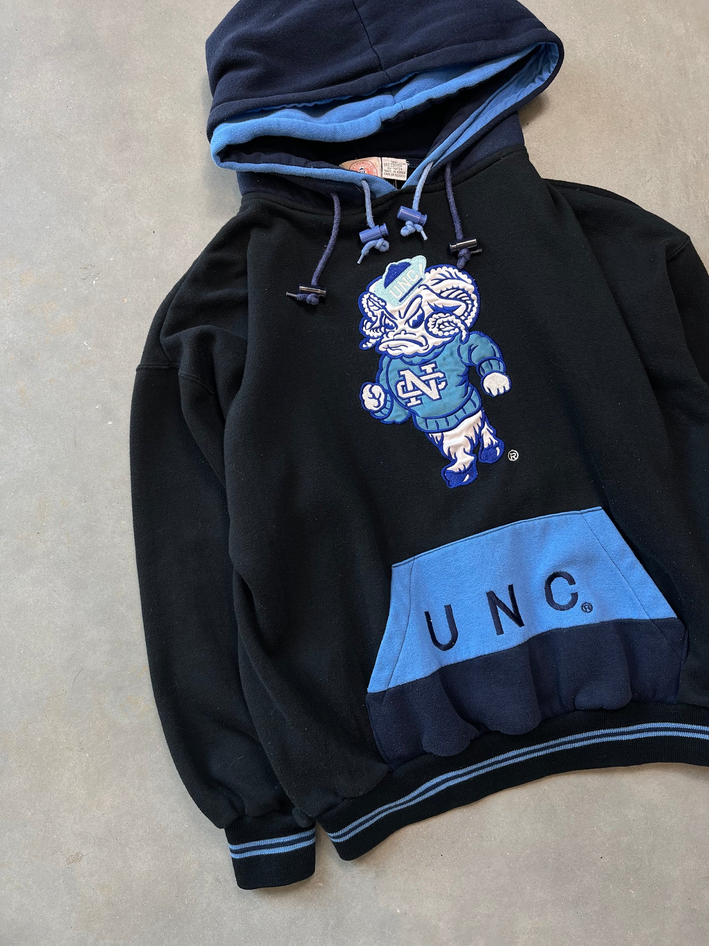 90’s UNC Tarheels Vintage Double Hood College Hoodie (Medium)