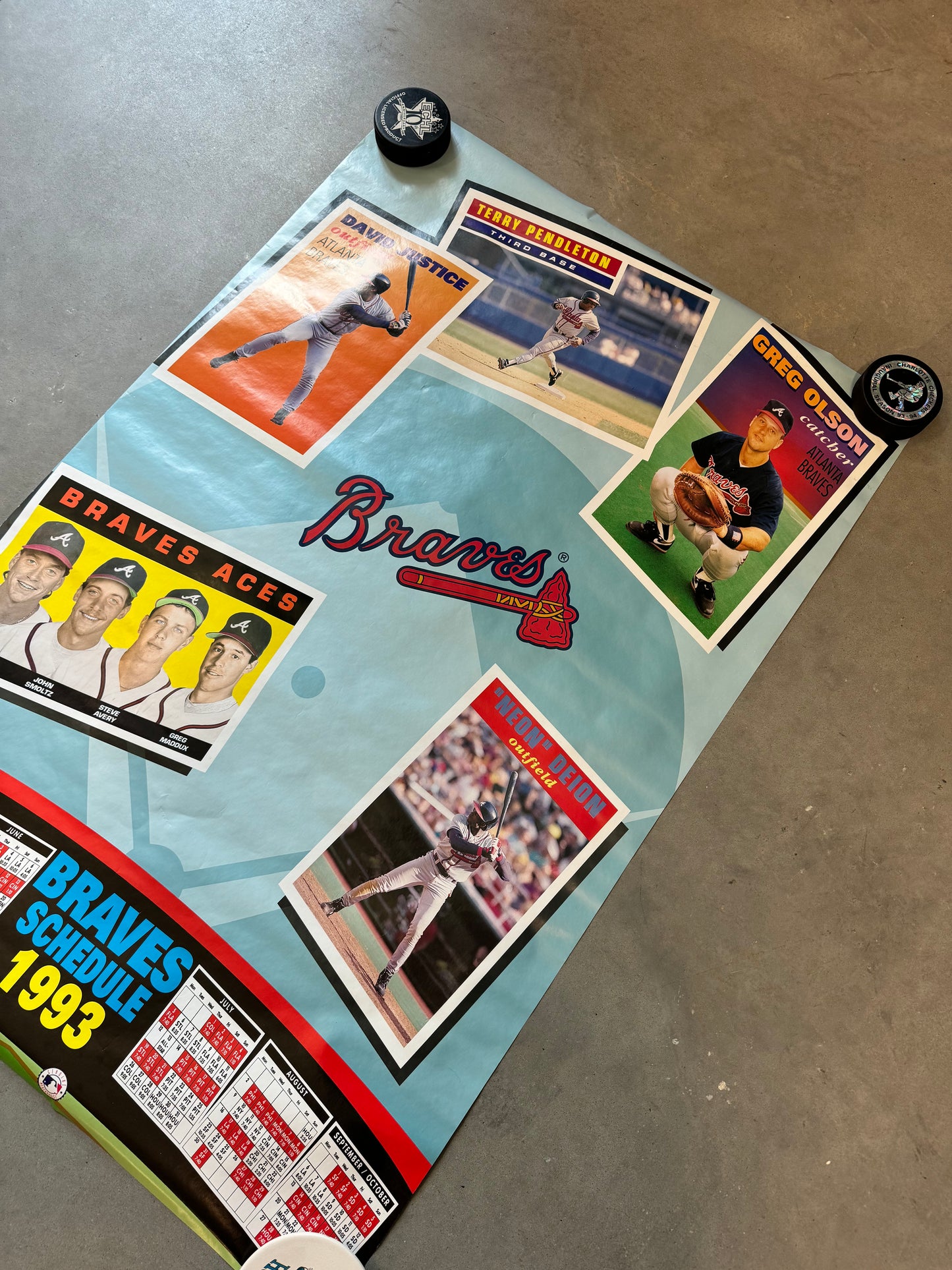 1993 Atlanta Braves Schedule Poster - Brand New (23.5” x 35”)