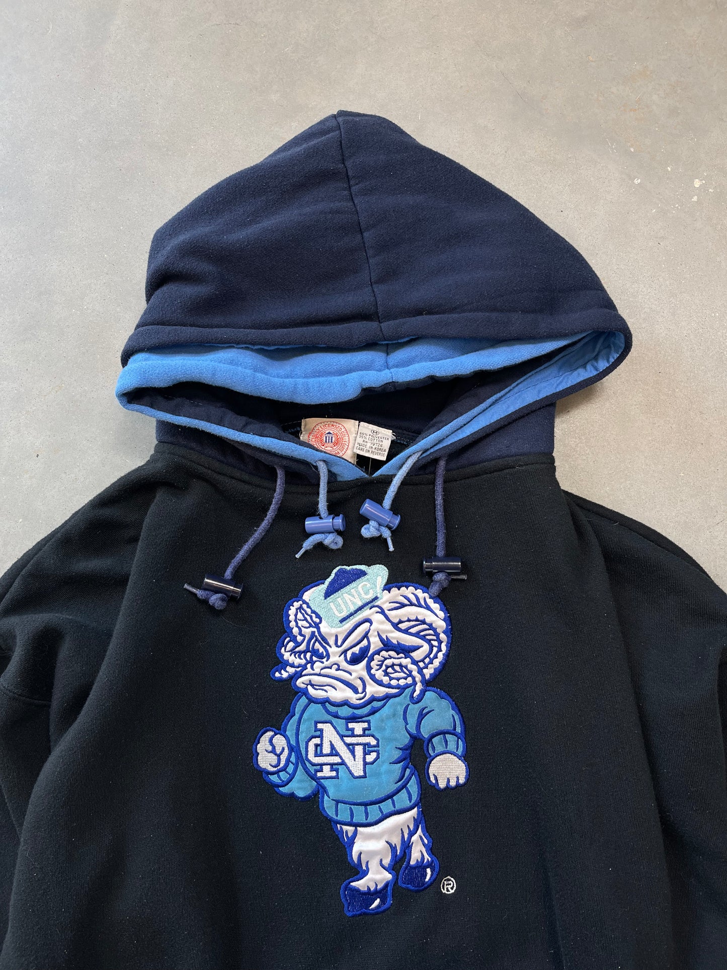 90’s UNC Tarheels Vintage Double Hood College Hoodie (Medium)