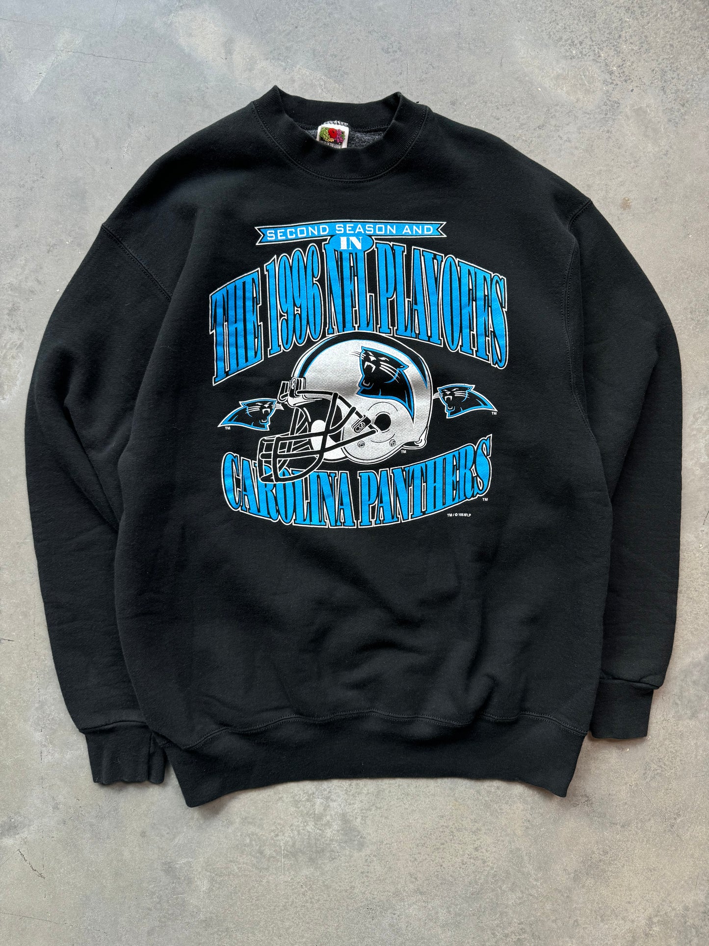 1996 Carolina Panthers Vintage Black NFL Playoffs Heavyweight Crewneck (XL)