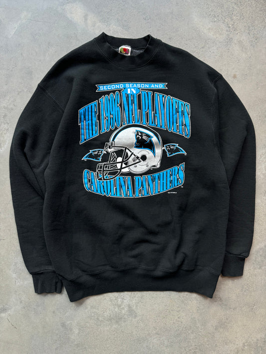 1996 Carolina Panthers Vintage Black NFL Playoffs Heavyweight Crewneck (XL)