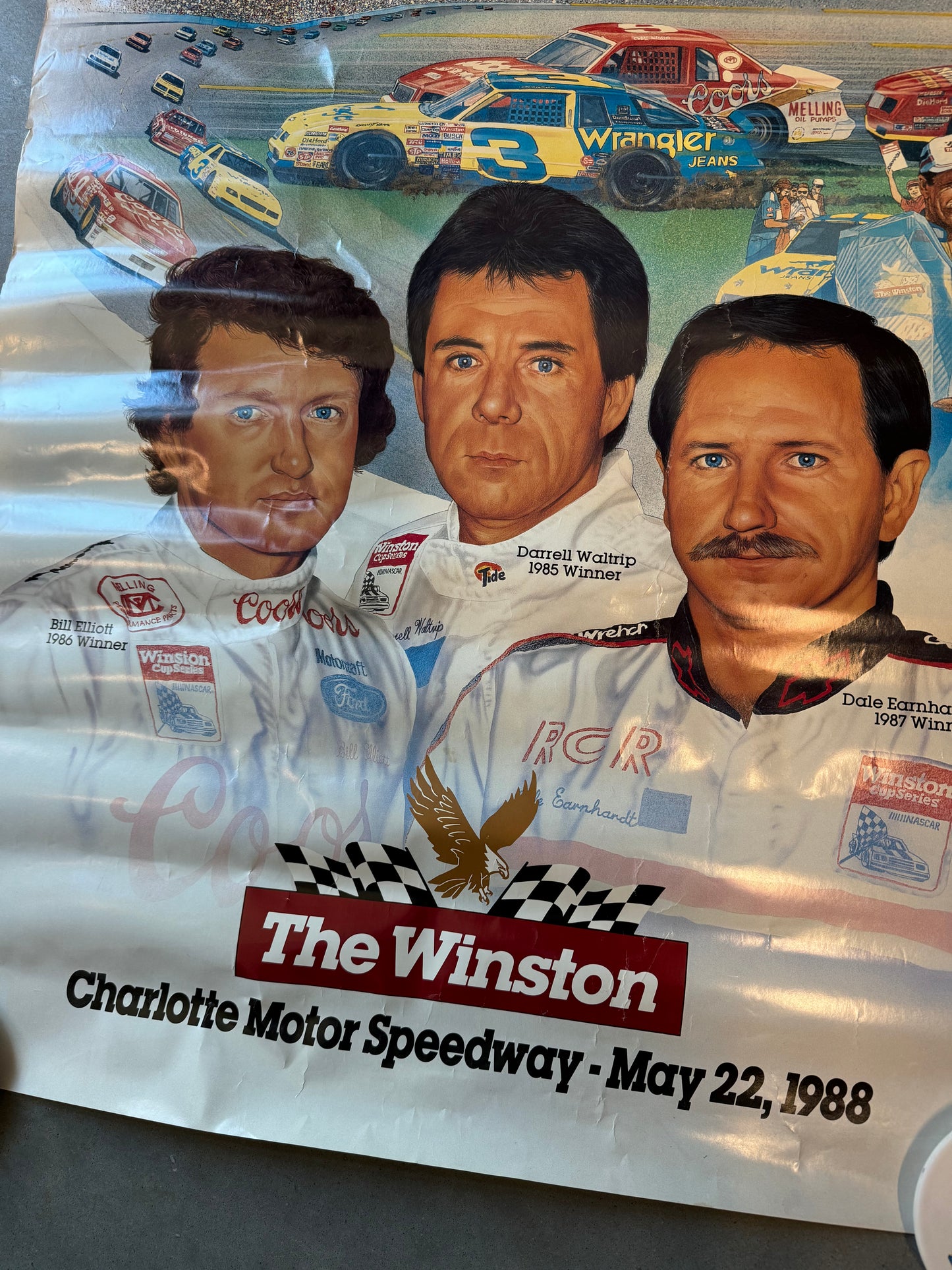 1988 The Winston Charlotte Motor Speedway Vintage NASCAR Racing Poster (24”x29.5”)