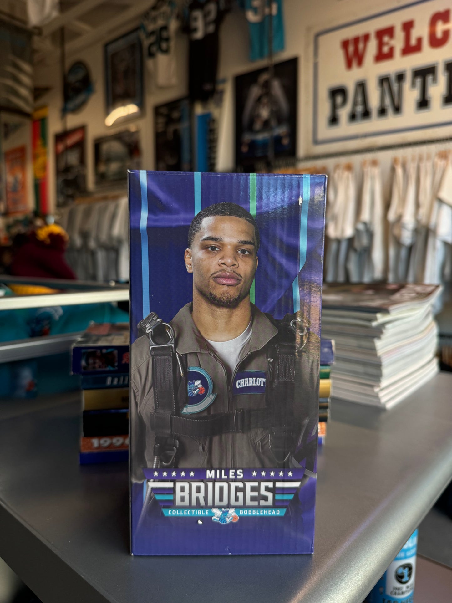 2019 Charlotte Hornets Miles Bridges Fighter Pilot NBA Bobblehead - Brand New In Box