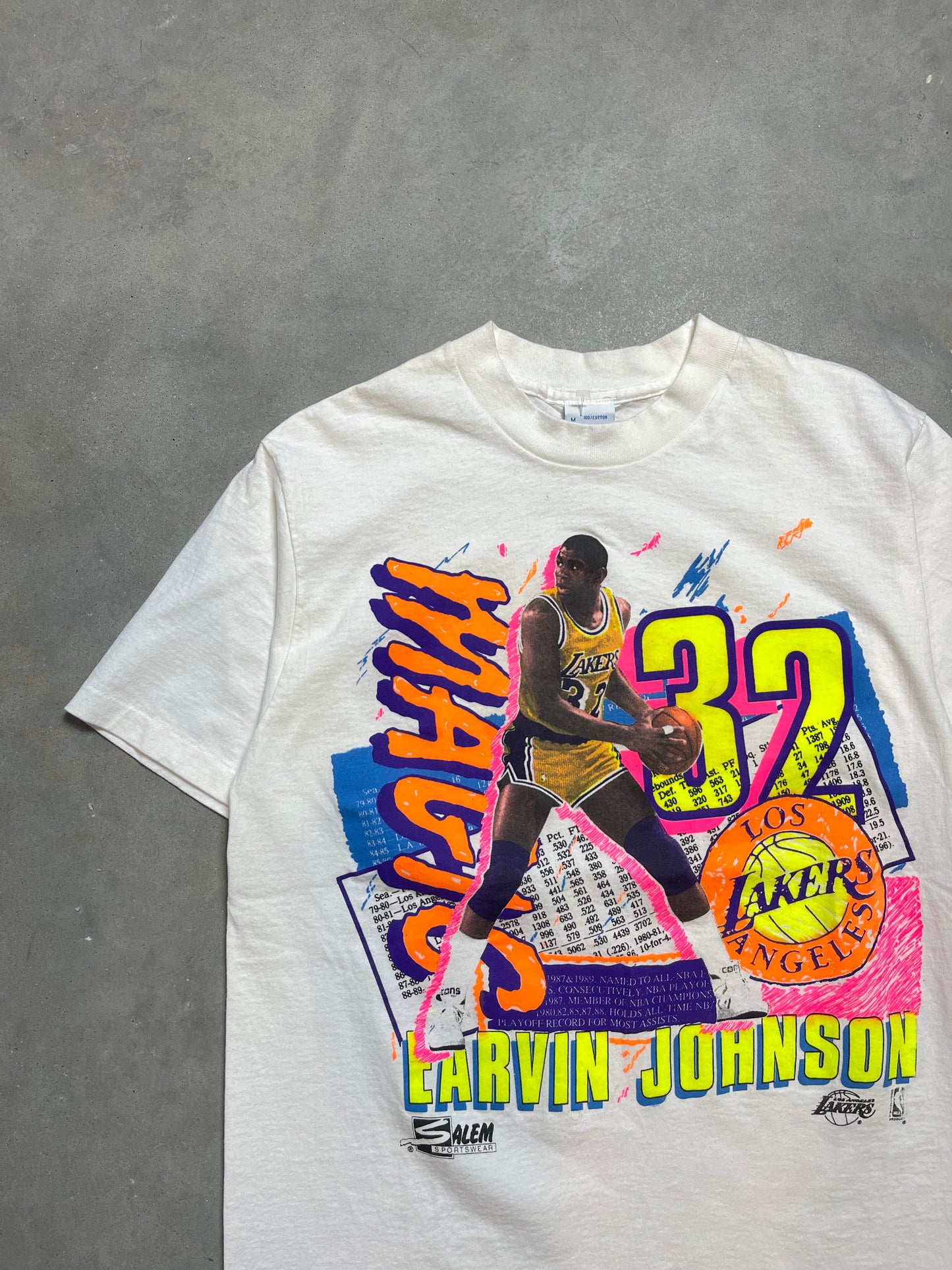 90’s Los Angeles Lakers Magic Johnson Vintage Salem Sportswear Tee (Medium)