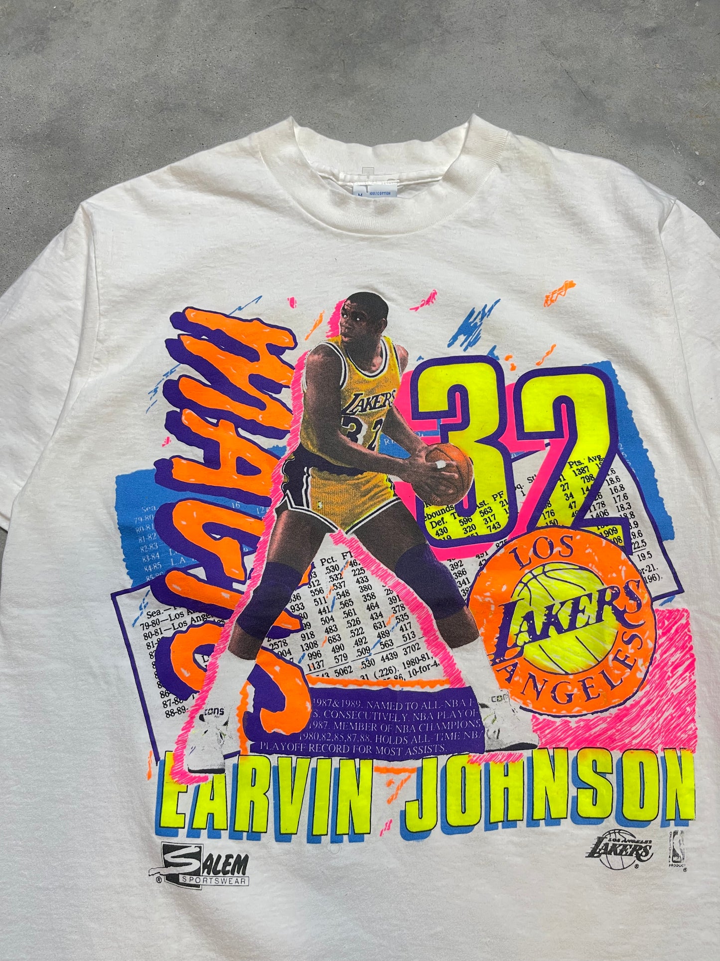 90’s Los Angeles Lakers Magic Johnson Vintage Salem Sportswear Tee (Medium)