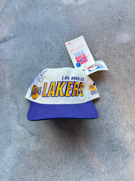 1996 Los Angeles Lakers Vintage Sports Specialities White Dome Shadow NBA Kobe Bryant Draft Snapback Hat - Brand New (OSFA)